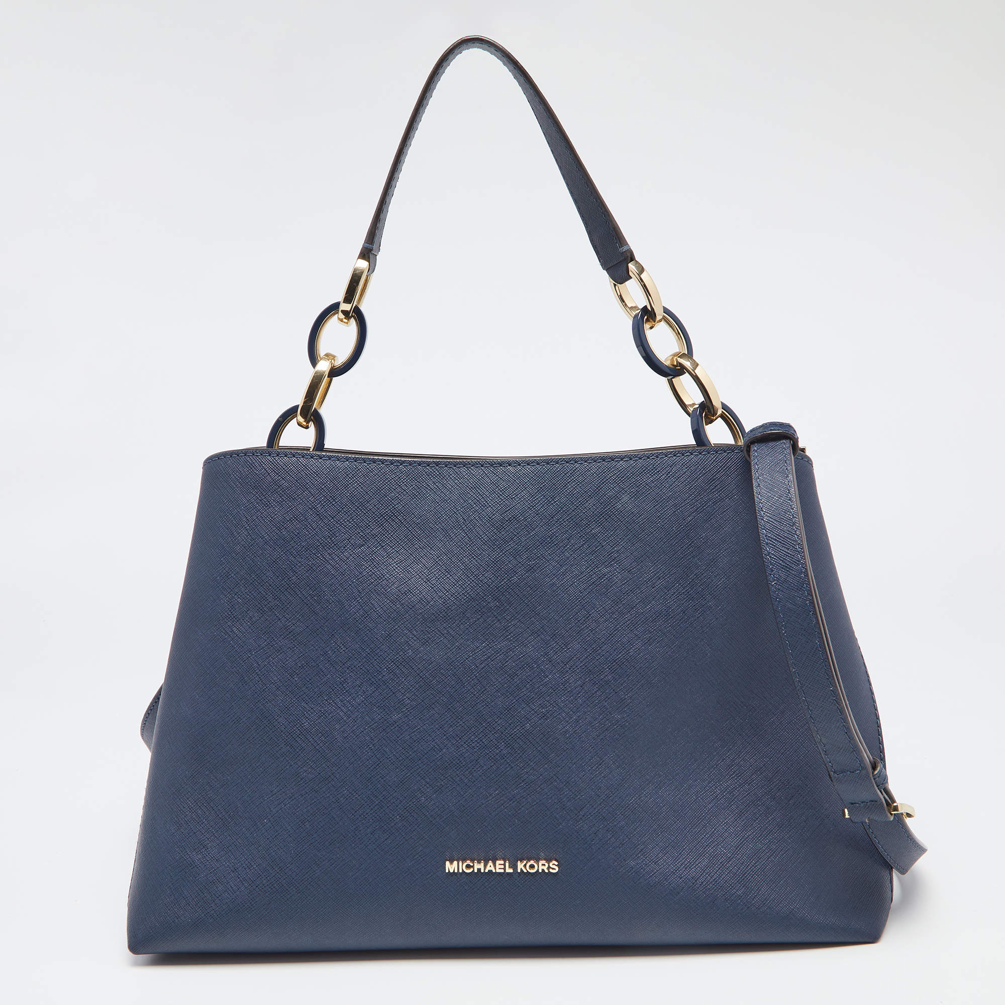 Pre Owned حقيبة مايكل مايكل كورس بورتيا جلد زرقاء  كحلية بيد علوية