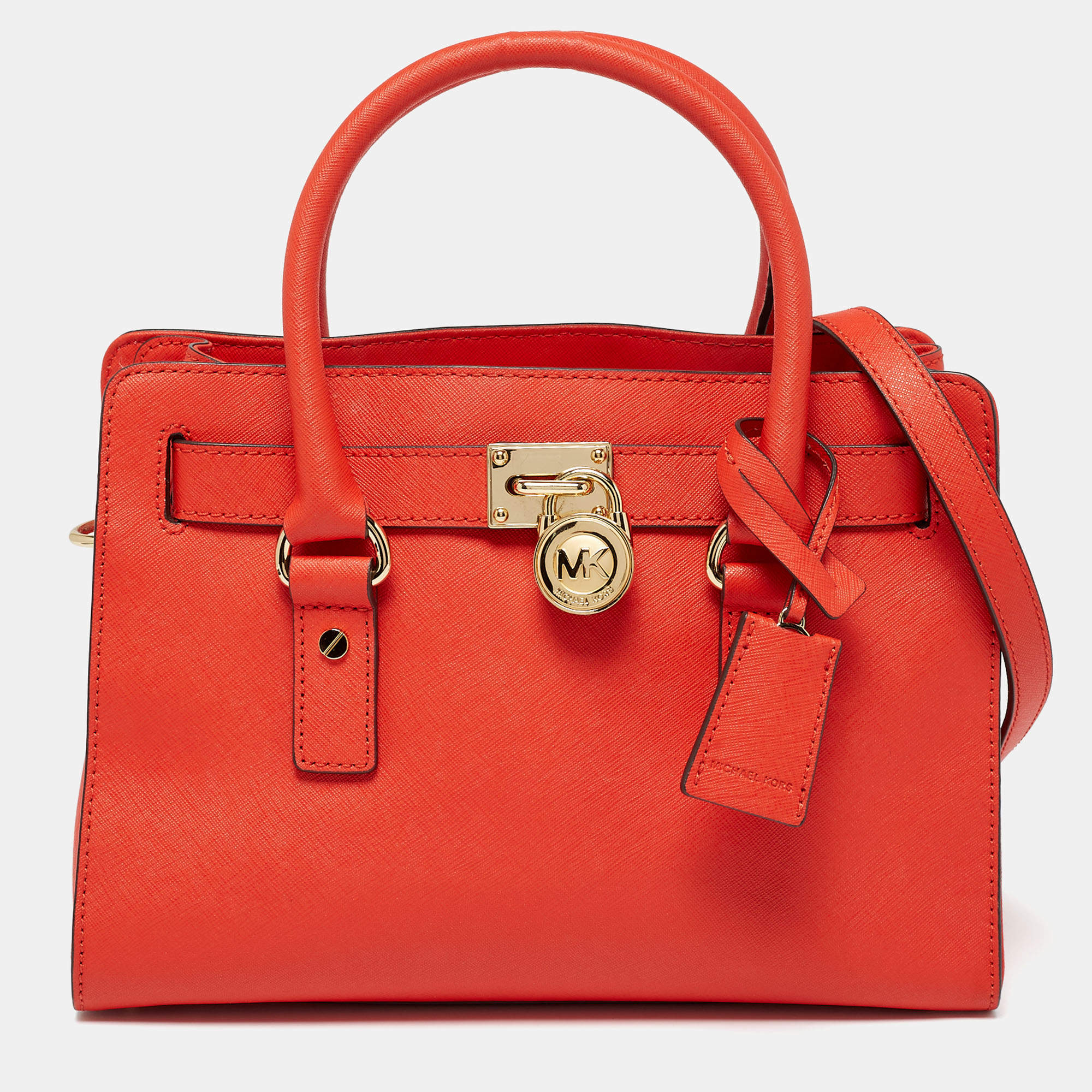 Pre Owned حقيبة يد توتس مايكل مايكل كورس هاميلتون جلد سافيانو برتقالي