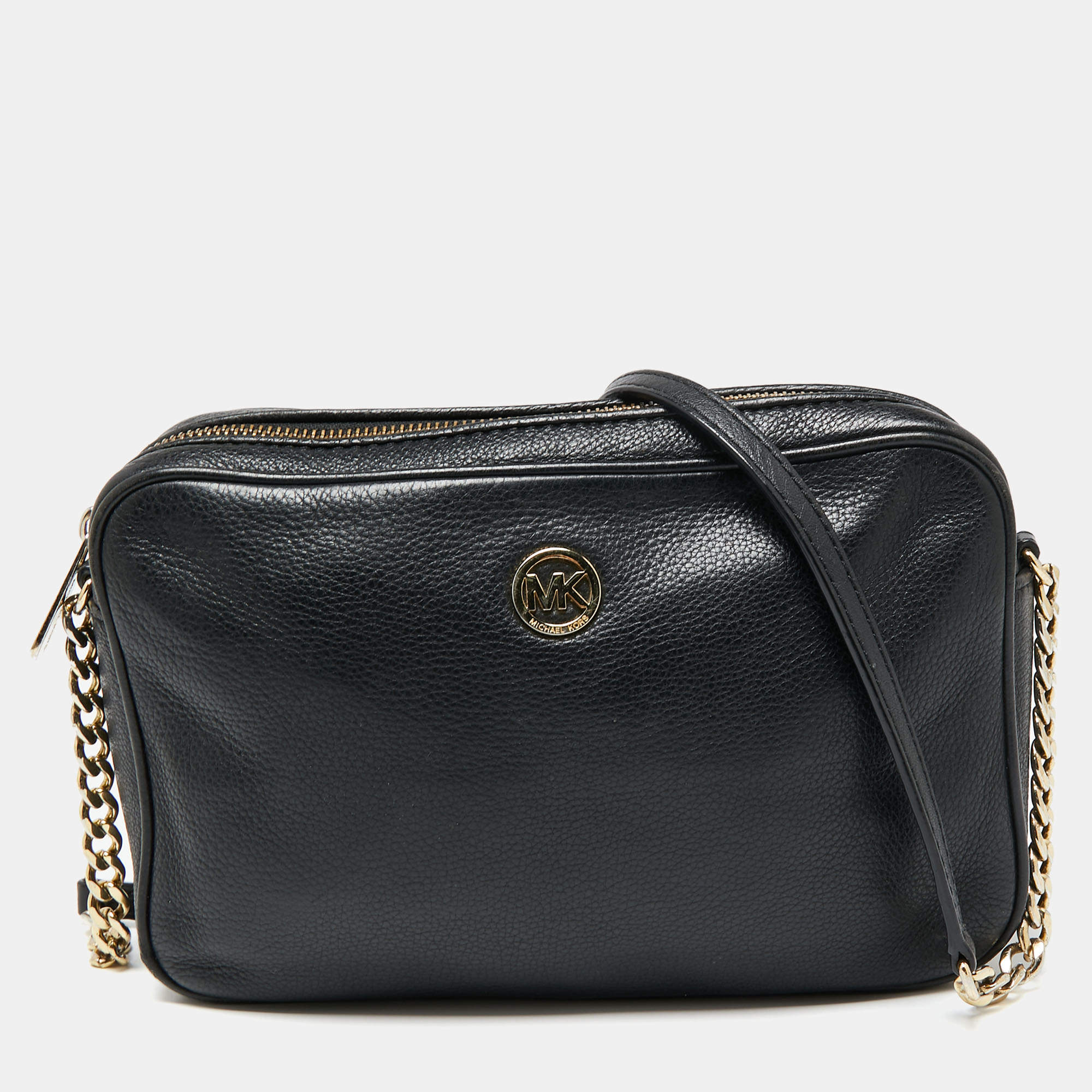 Pre Owned MICHAEL Michael Kors Black Leather Chain Shoulder Bag