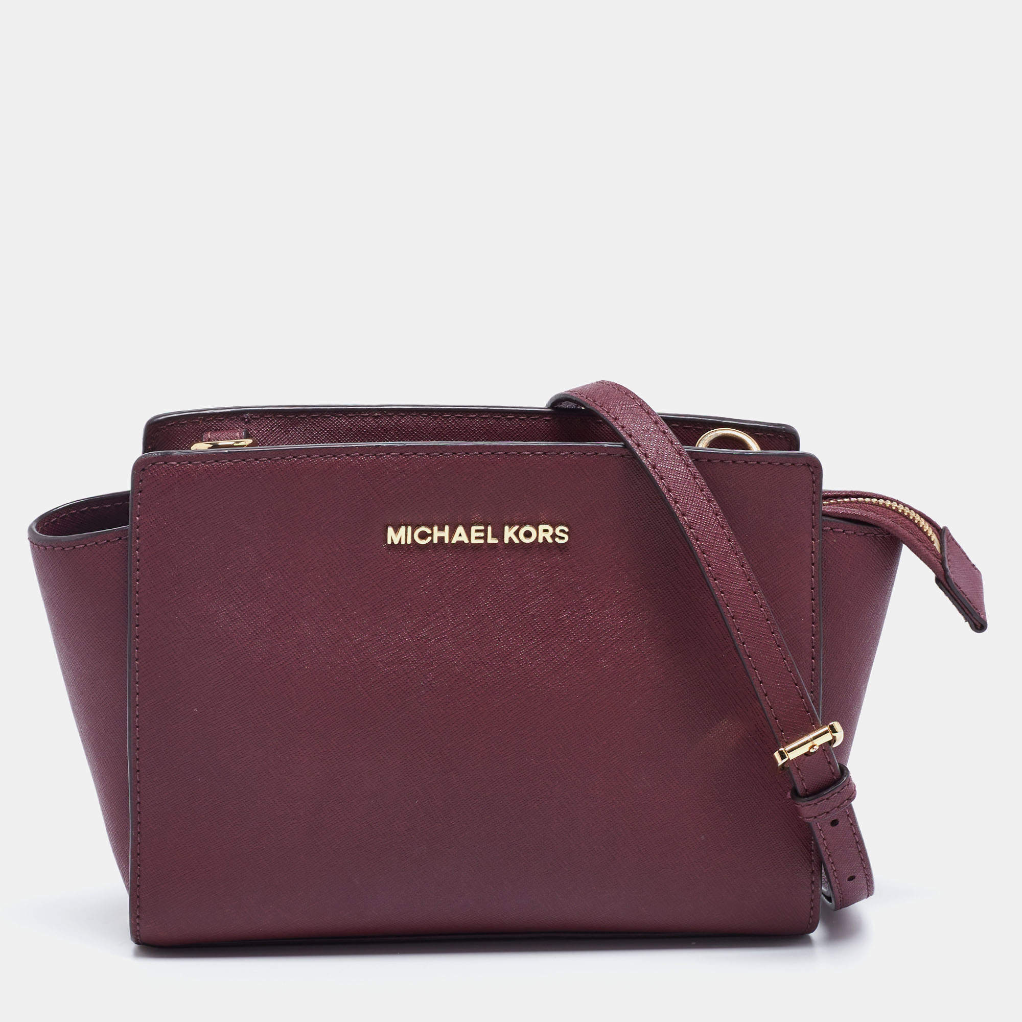 MICHAEL Michael Kors Burgundy Leather Medium Selma Crossbody Bag