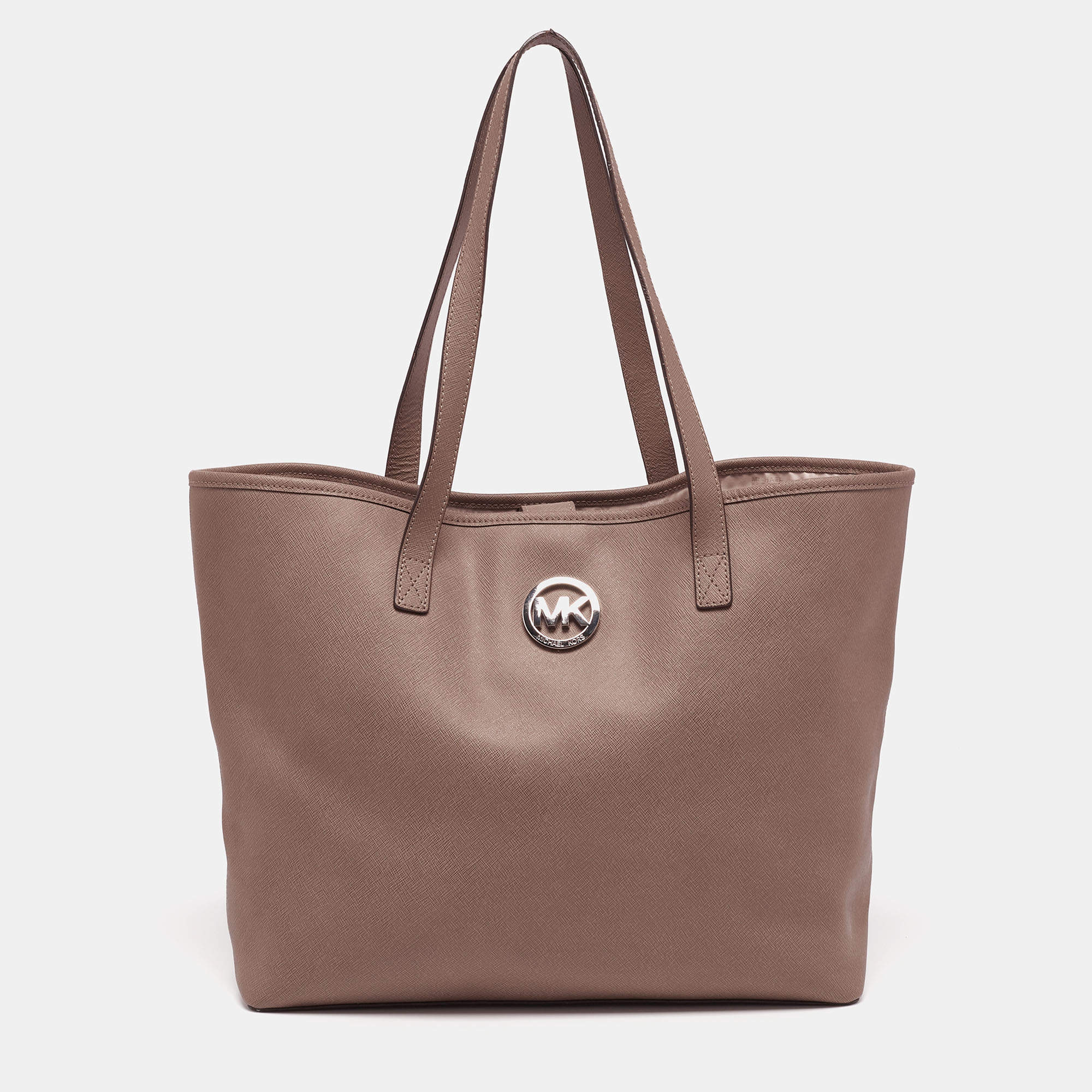 Pre Owned MICHAEL Michael Kors Brown Saffiano Leather Jet Set Travel Tote