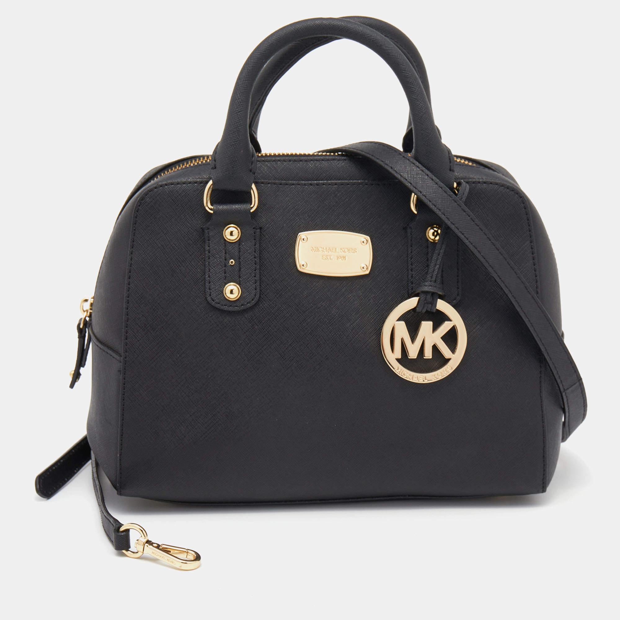 Pre Owned MICHAEL Michael Kors Black Leather Dome Satchel