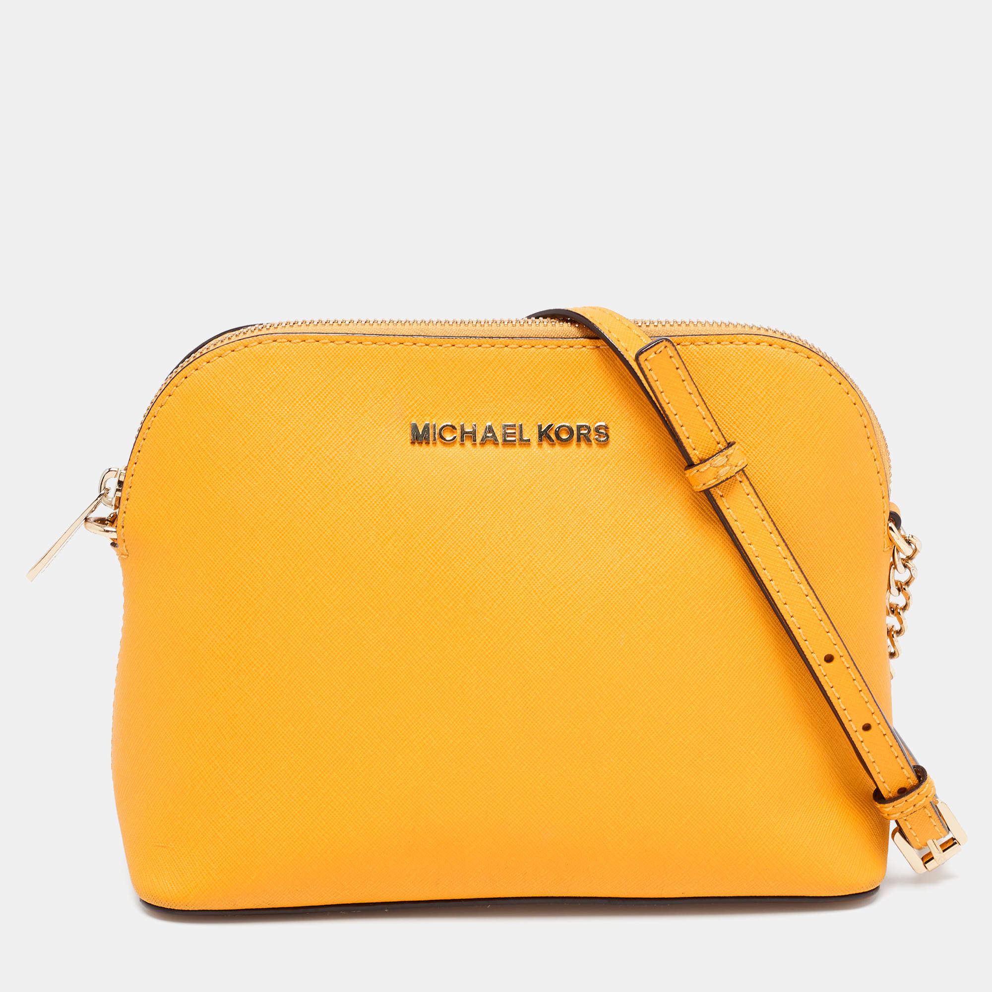 مملوكة مسبقًا MICHAEL Michael Kors Yellow Leather Cindy Dome Crossbody Bag