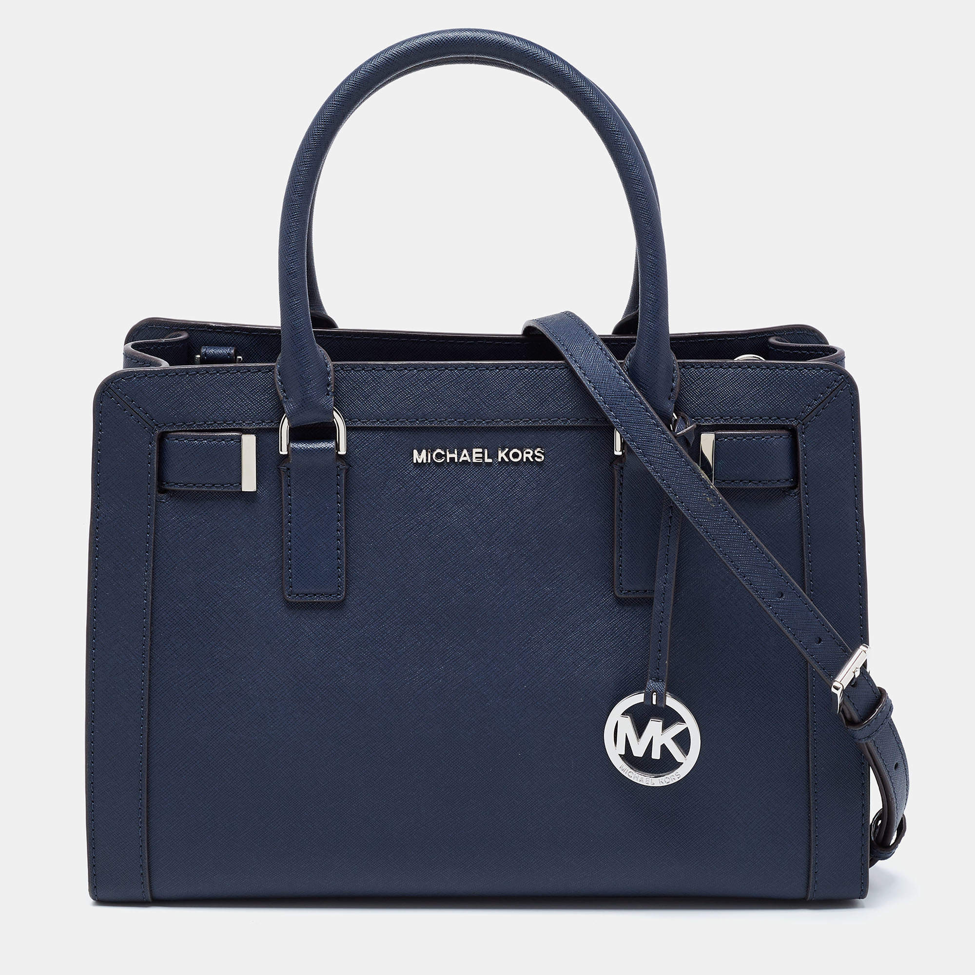 مملوكة مسبقًا MICHAEL Michael Kors Navy Blue Saffiano Leather Rayne Shoulder Bag