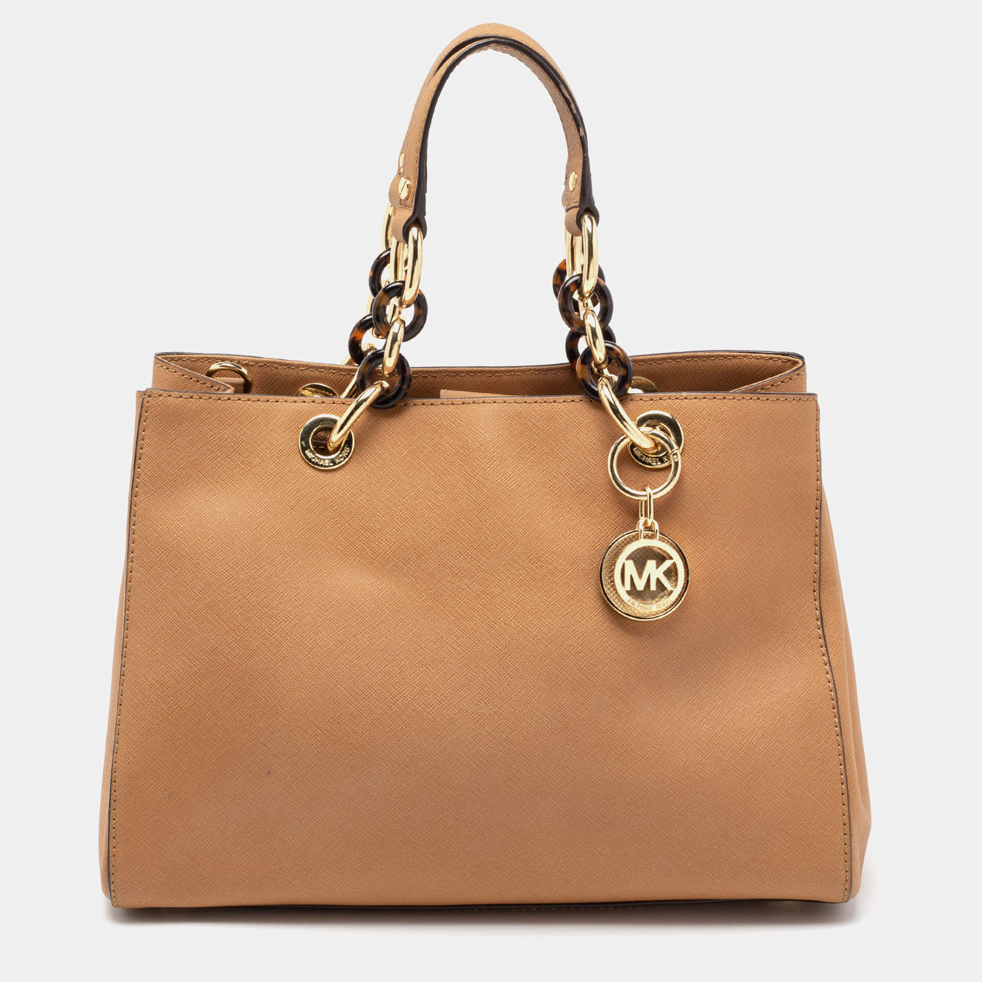 Pre Owned حقيبة يد توتس مايكل مايكل كورس سينثيا جلد سافيانو بيج فاتح