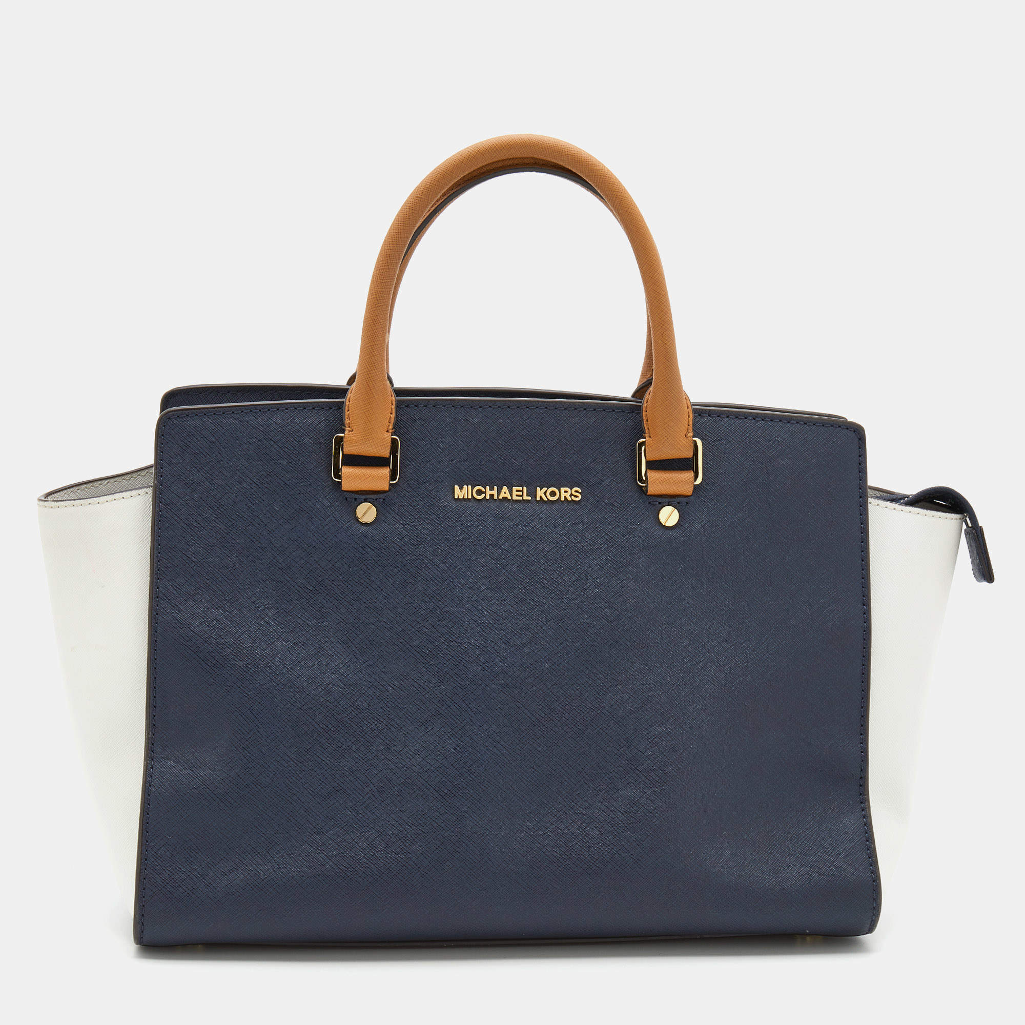 مملوكة مسبقًا MICHAEL Michael Kors Tri Color Leather Large Selma Satchel