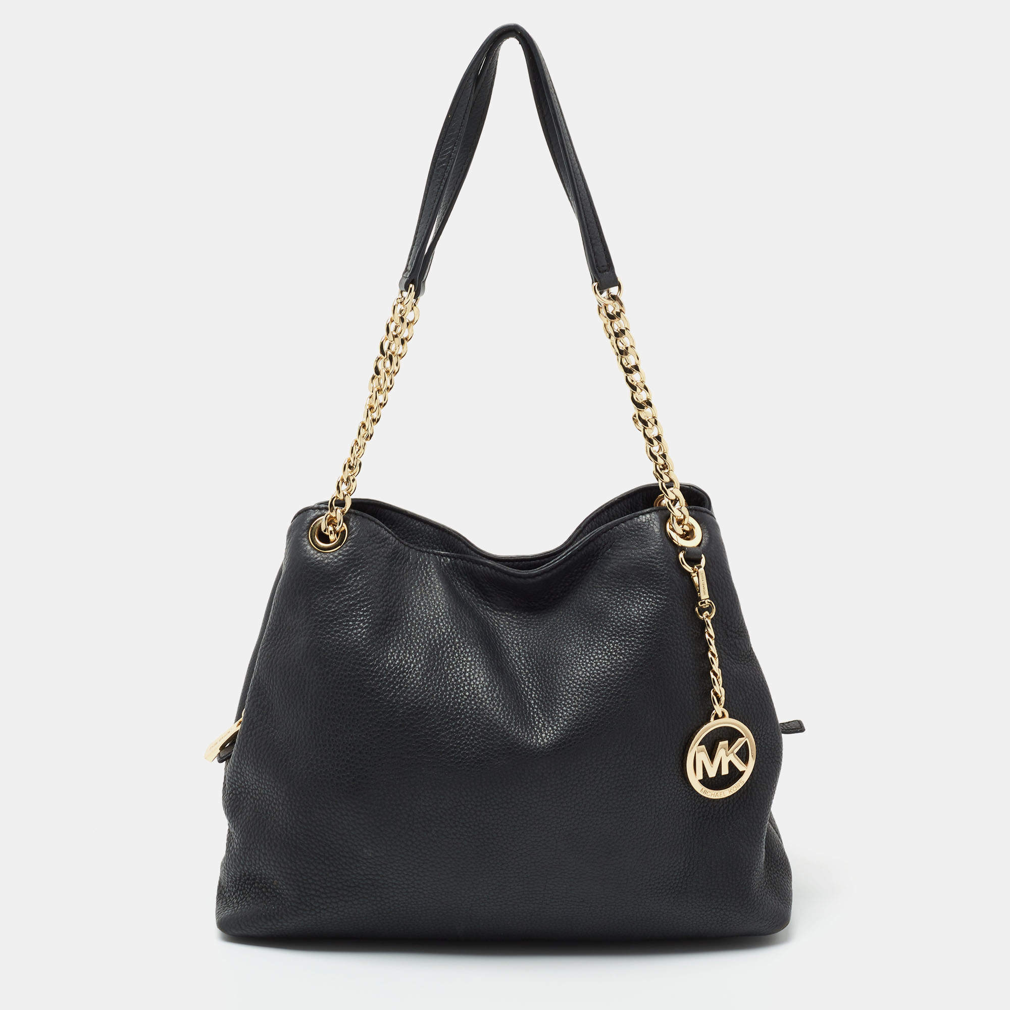 Pre Owned MICHAEL Michael Kors Black Leather Jet Set Chain Tote