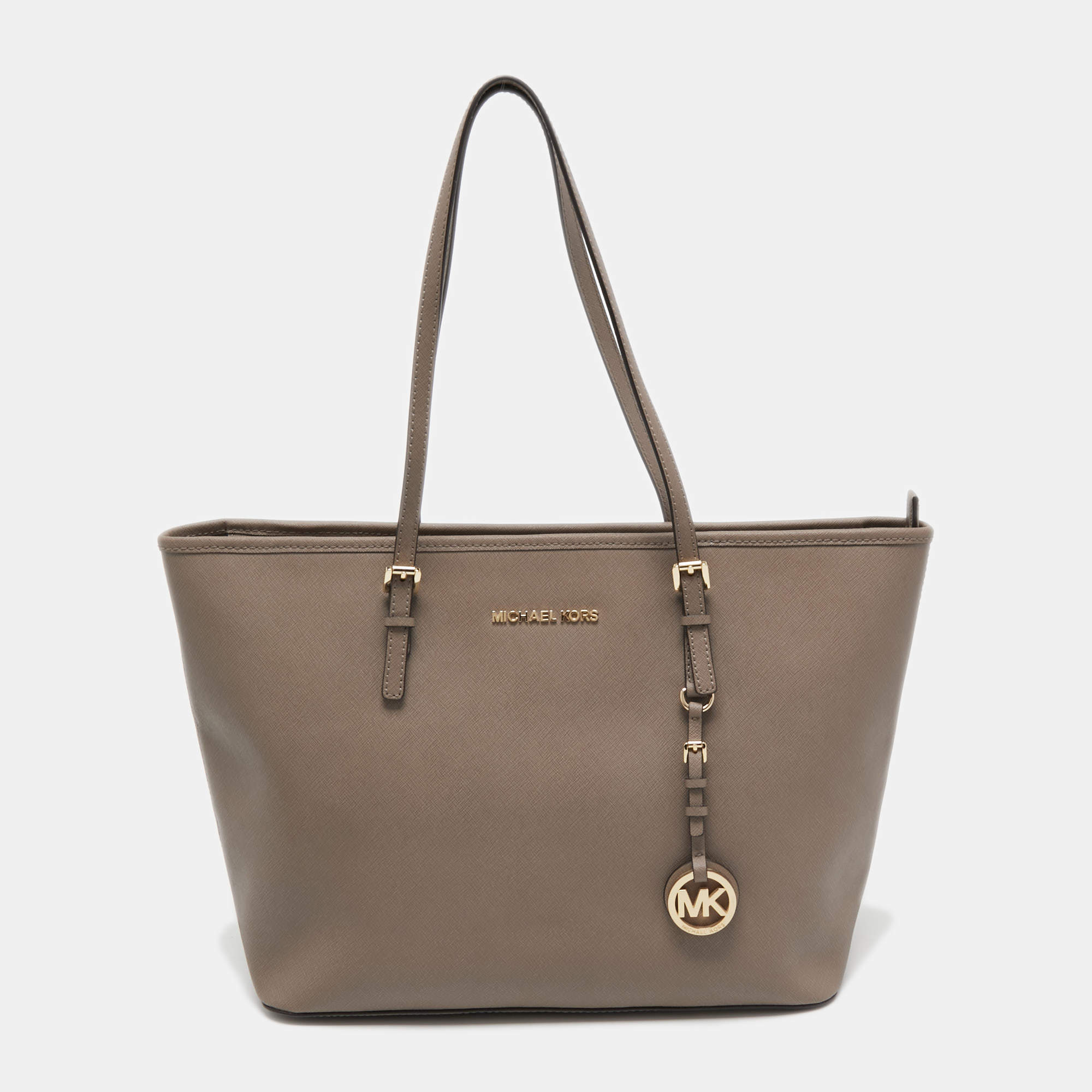 Pre Owned حقيبة يد مايكل مايكل كورس جيت سيت جلد زرقاء متوسطة