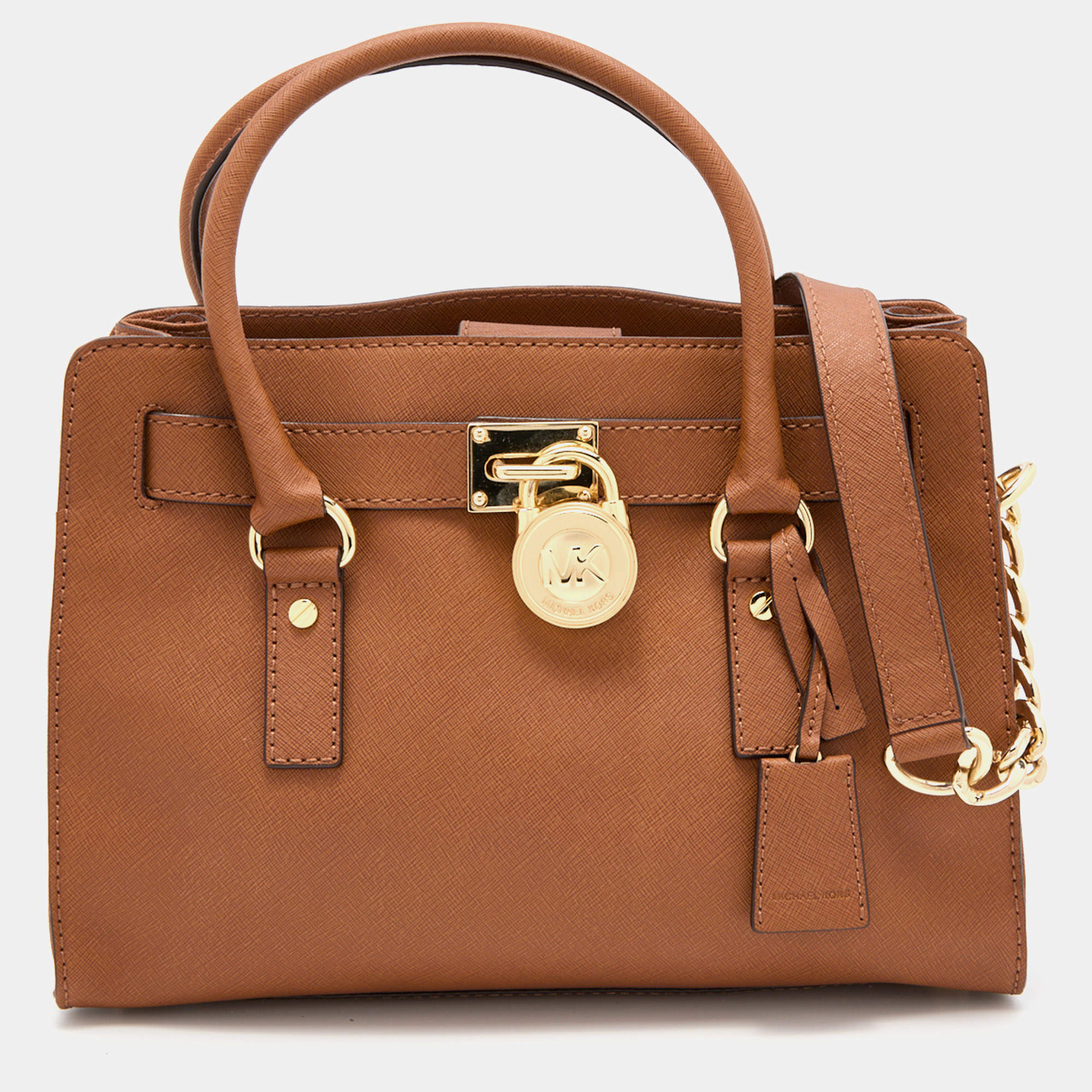 Pre Owned MICHAEL Michael Kors Brown Saffiano Leather Hamilton Tote