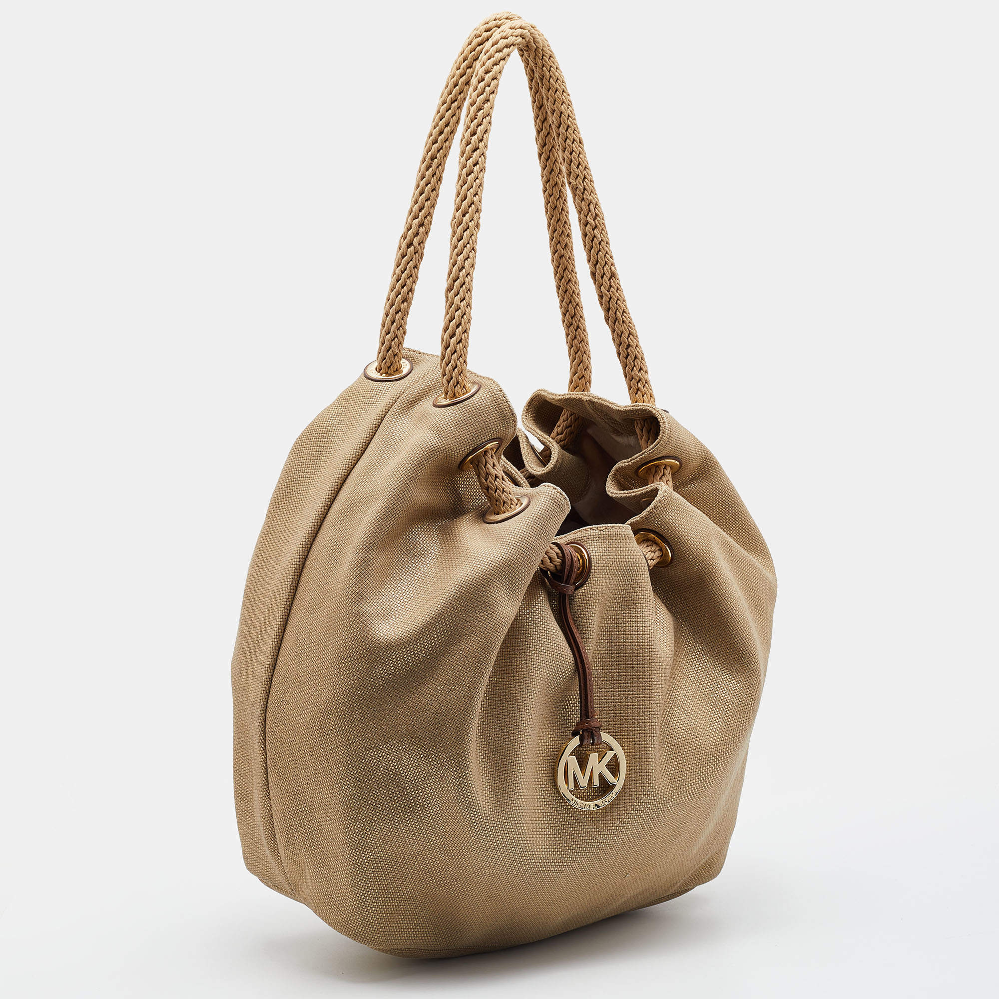 MICHAEL KORS #34806 Grey Logo Canvas Tote Bag