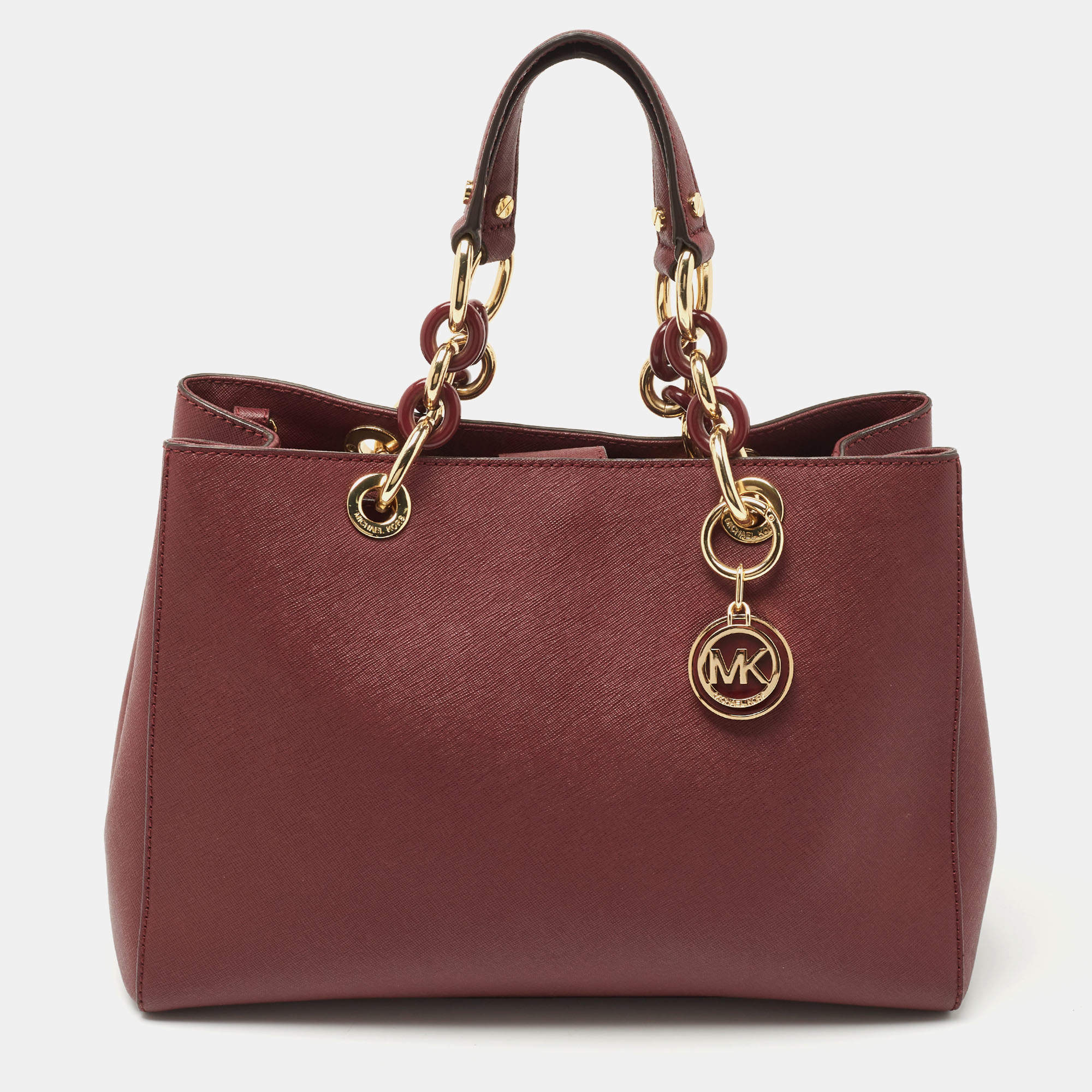 مملوكة مسبقًا MICHAEL Michael Kors Burgundy Leather Medium Cynthia Tote