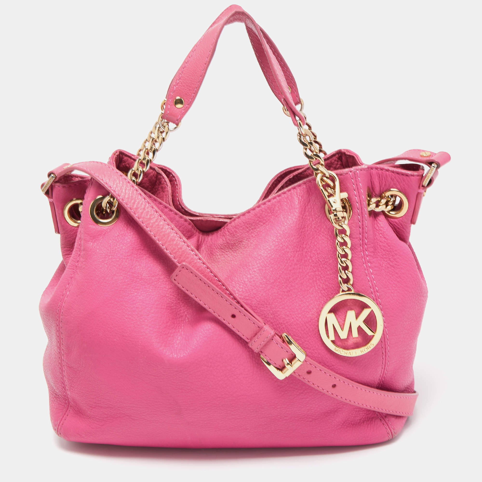 Pre Owned MICHAEL Michael Kors  Pink Leather Drawstring Tote