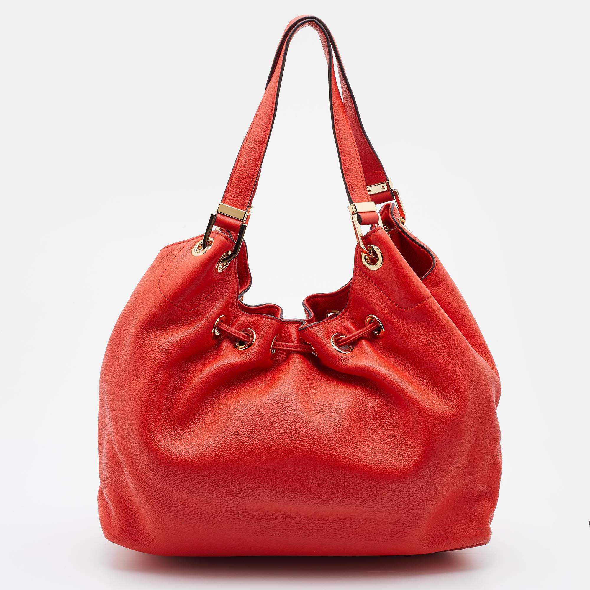 MICHAEL KORS Camden Large Red Soft Leather Drawstring Tote