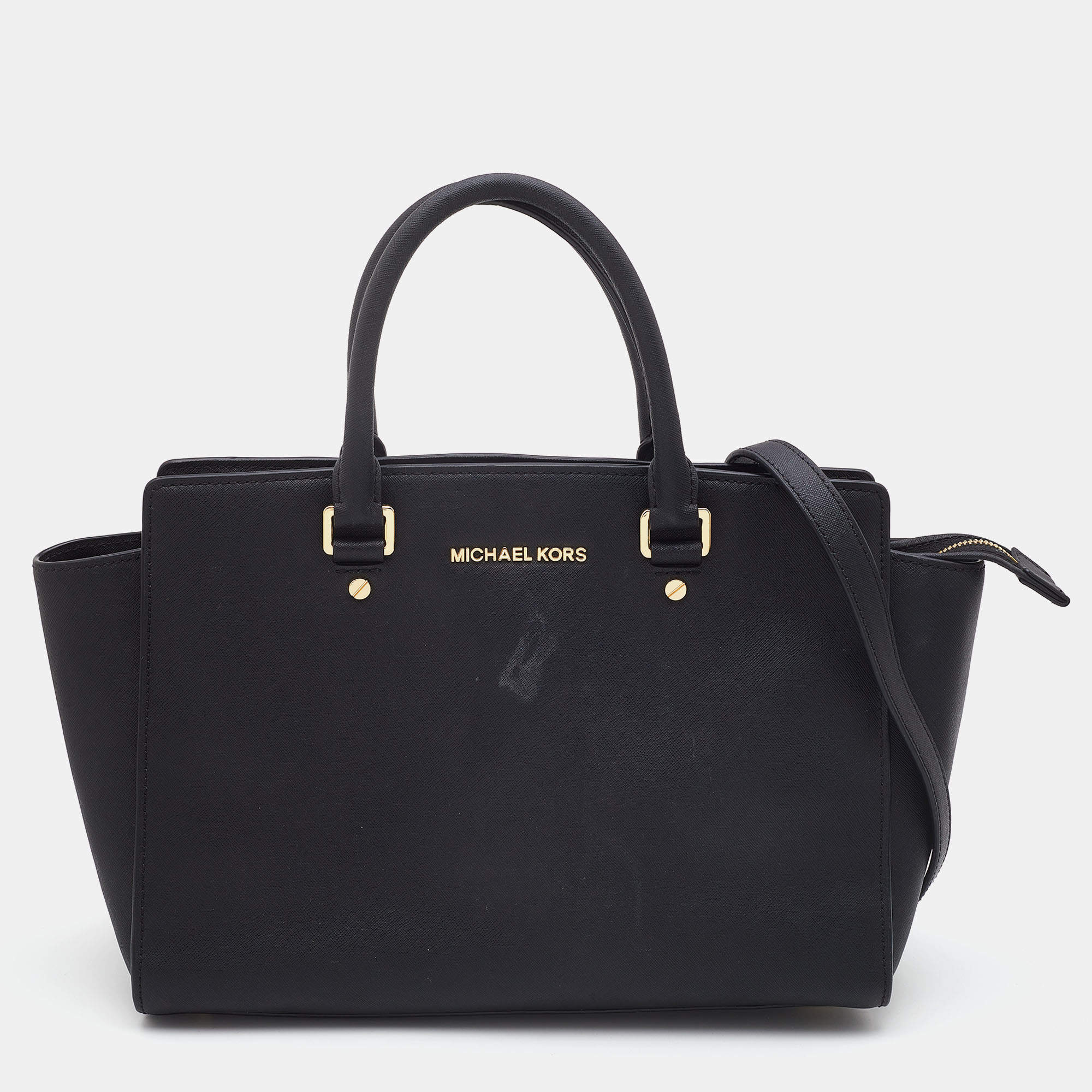 MICHAEL Michael Kors Black Leather Selma Satchel