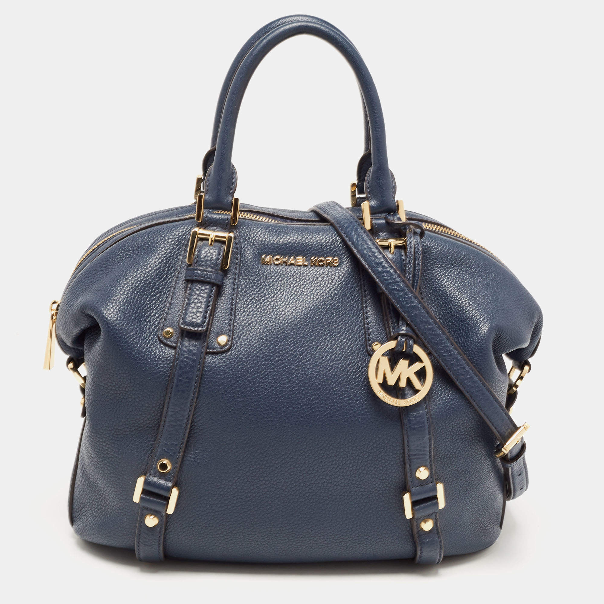 Pre Owned MICHAEL Michael Kors Dark Blue Leather Bedford Satchel