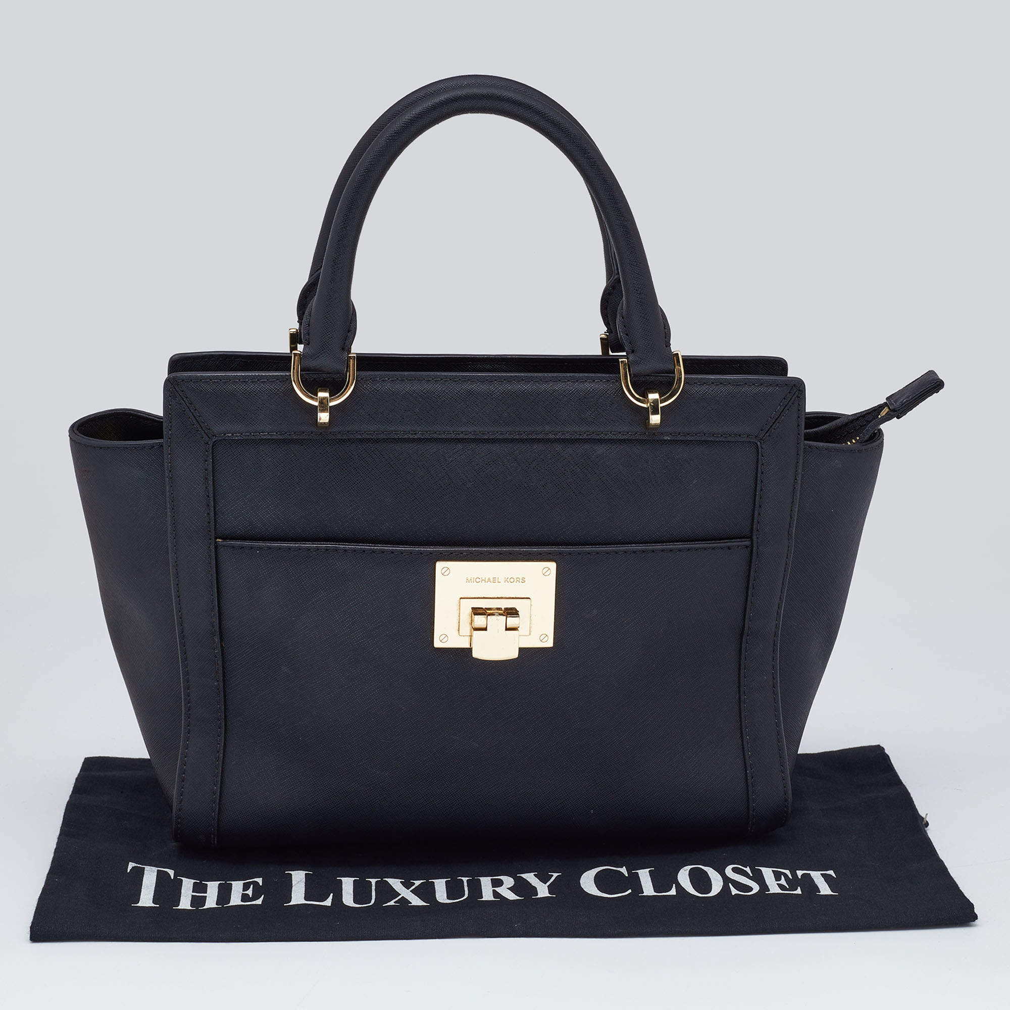 MICHAEL Michael Kors Black Saffiano Leather Tina TZ Tote MICHAEL Michael Kors TLC