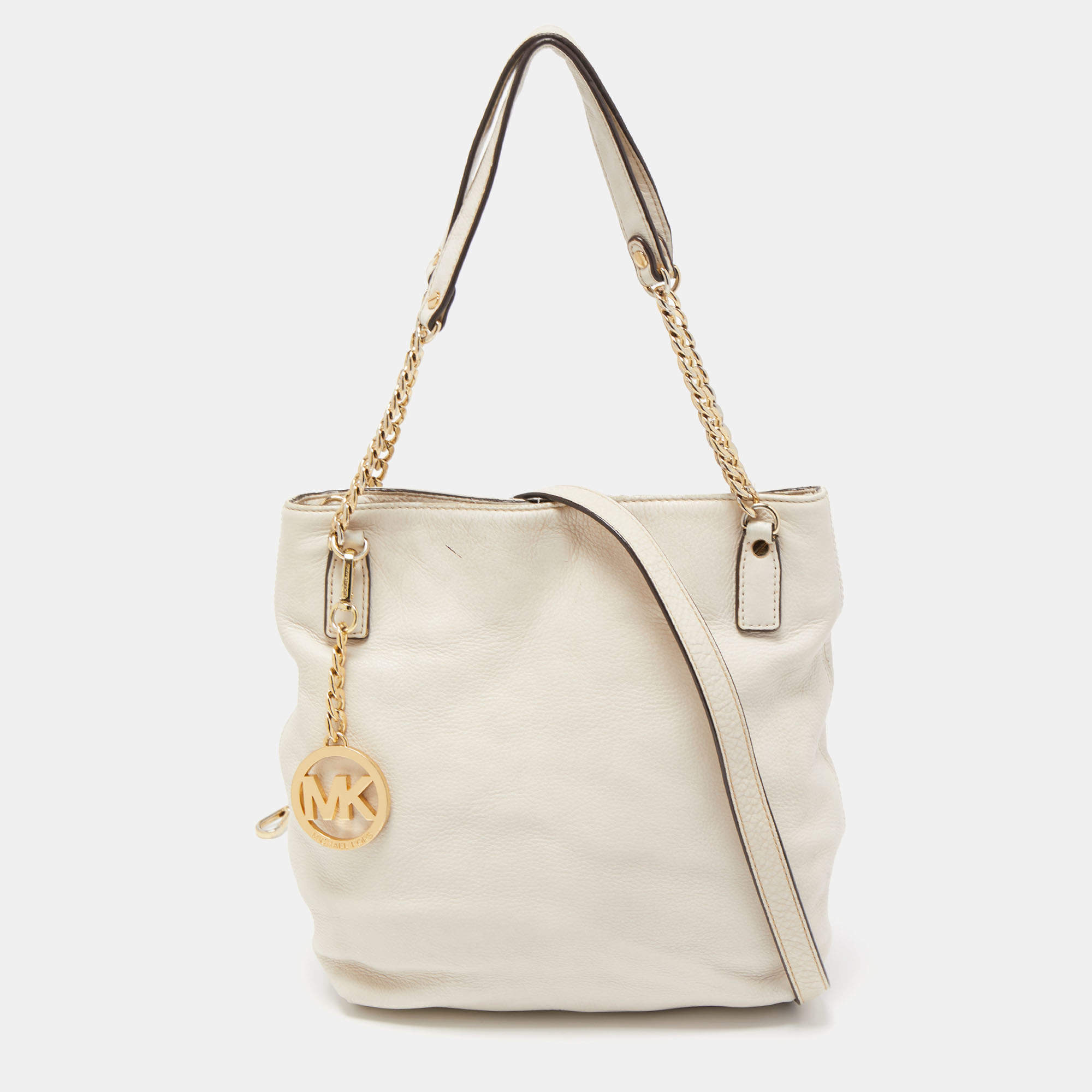 MICHAEL Michael Kors Off White Leather Charm Shoulder Bag