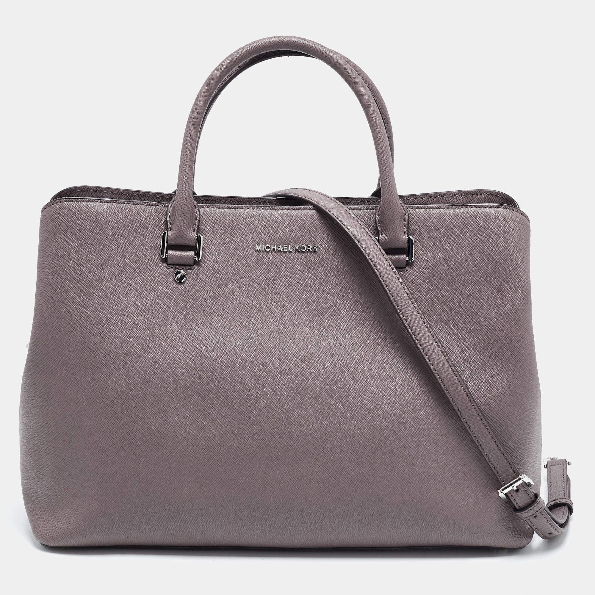 Pre Owned MICHAEL Michael Kors Grey Leather Savannah Tote