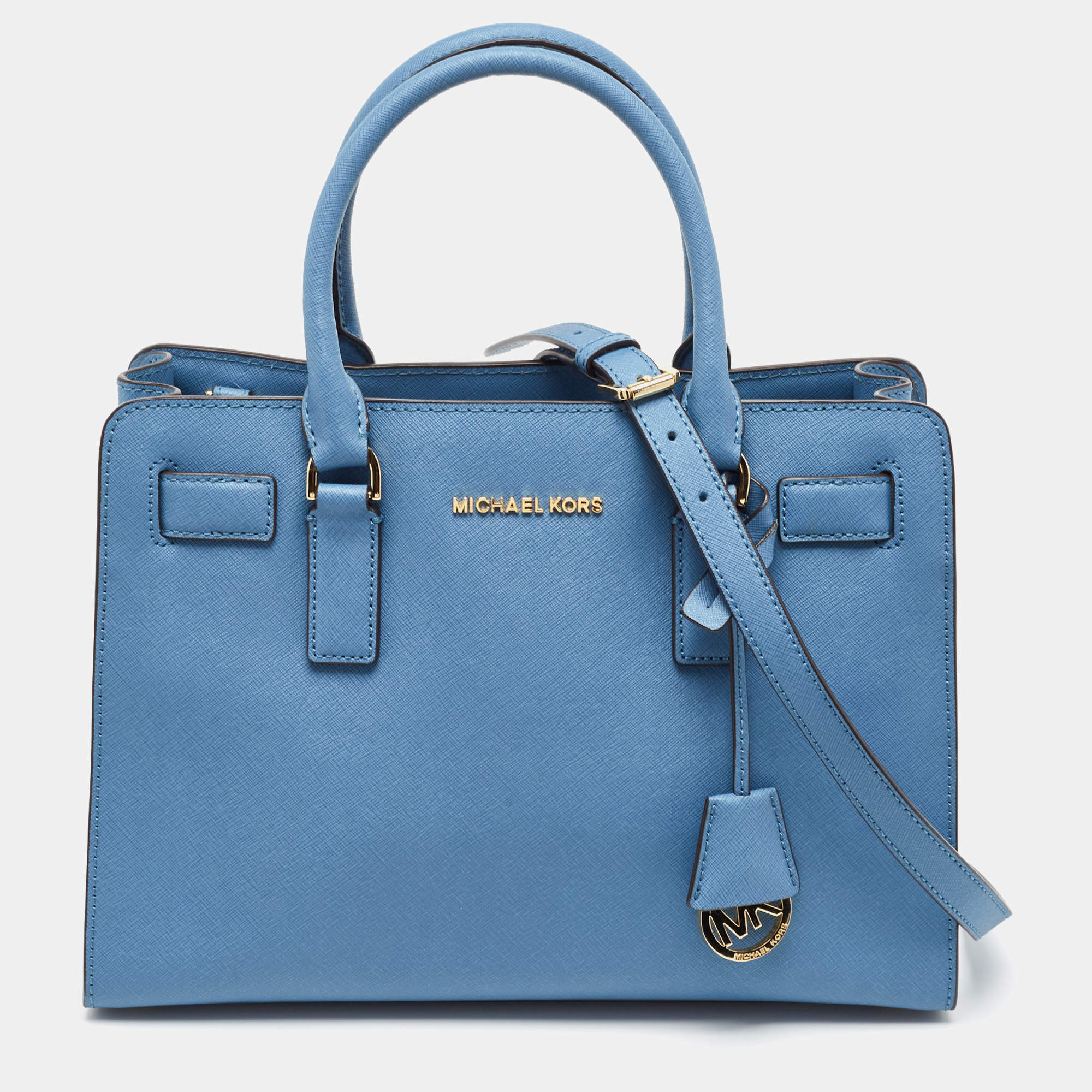 مملوكة مسبقًا MICHAEL Michael Kors Blue Leather Medium East West Dillon Tote