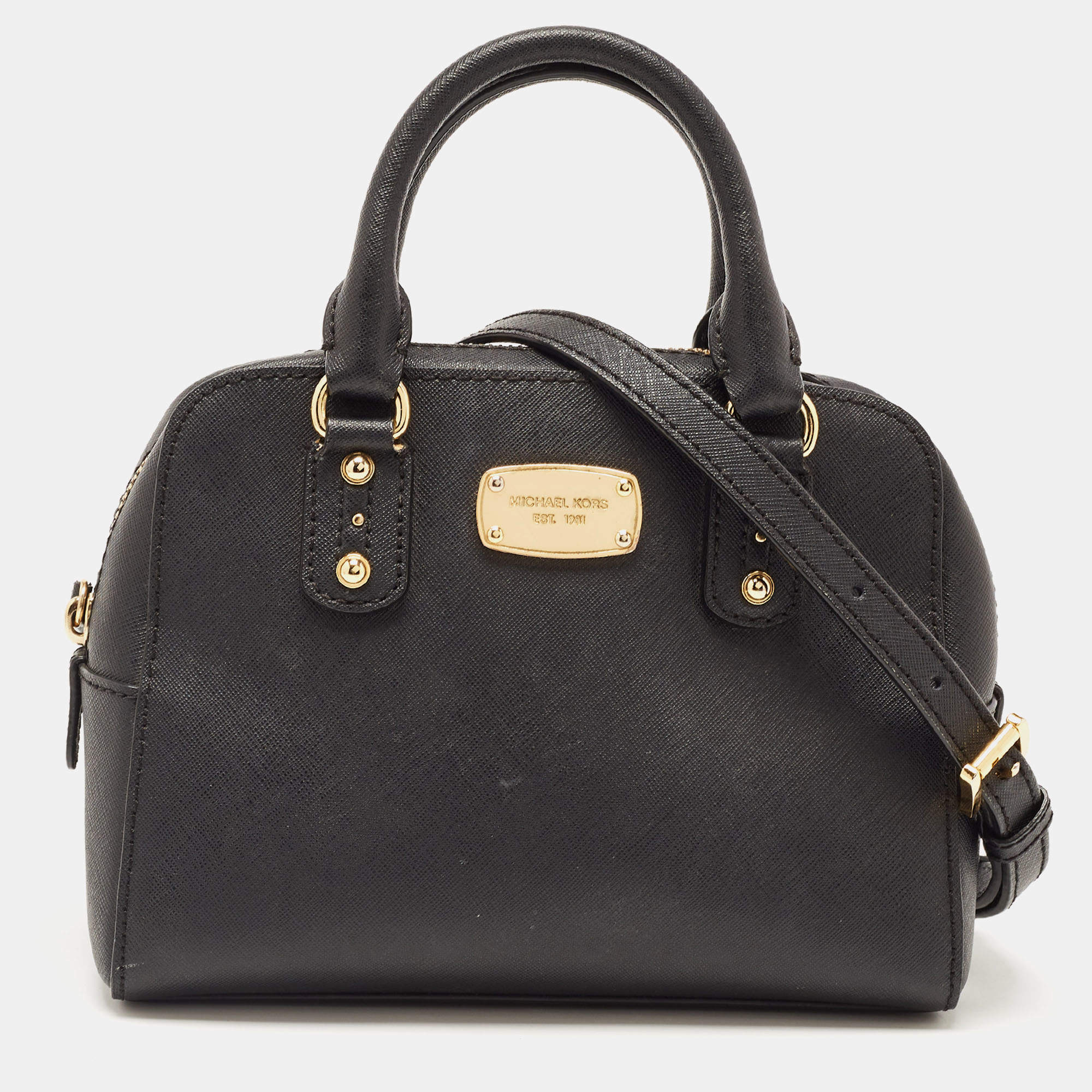 Pre Owned MICHAEL Michael Kors Black Leather Mini Cindy Satchel