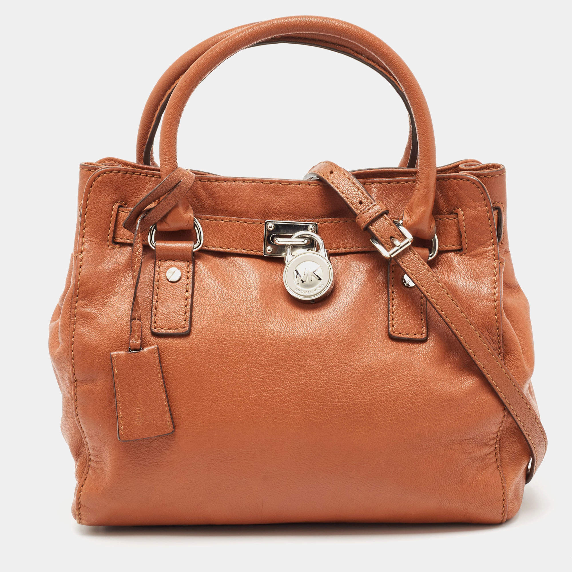 Pre Owned MICHAEL Michael Kors Brown Leather Hamilton North South Tote