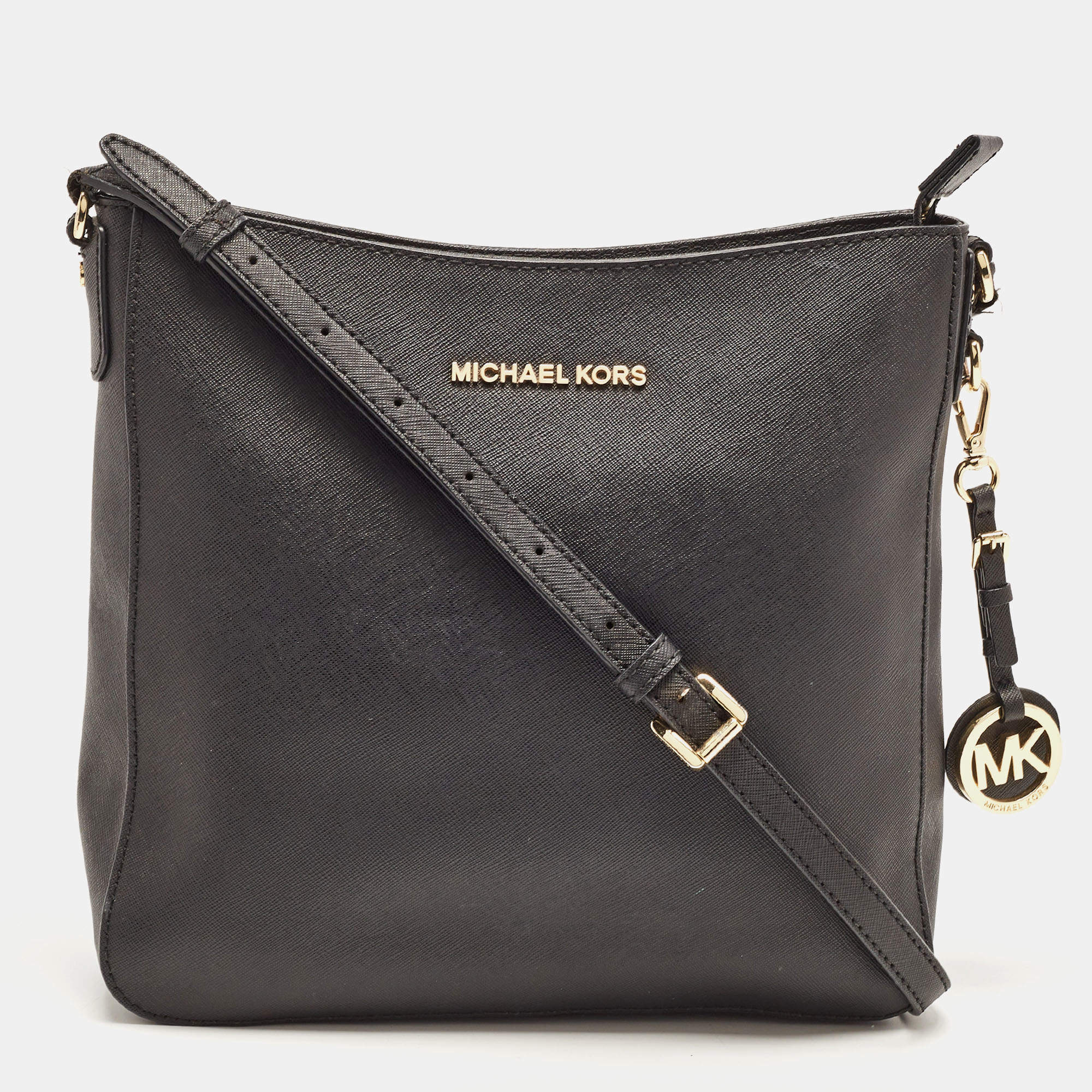 MICHAEL Michael Kors Black Leather Jet Set Messenger Bag