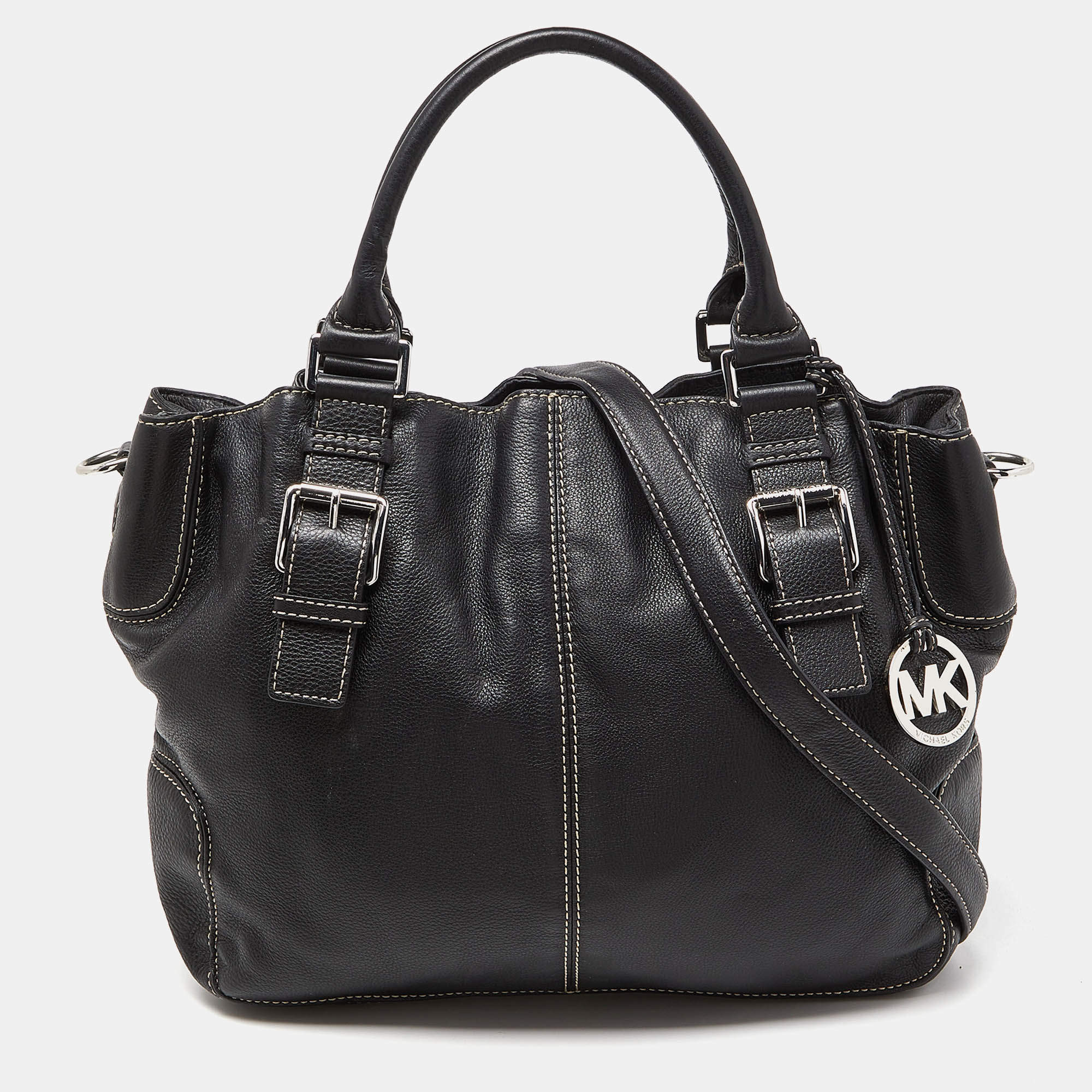 Pre Owned MICHAEL Michael Kors Black Leather Brookville Tote