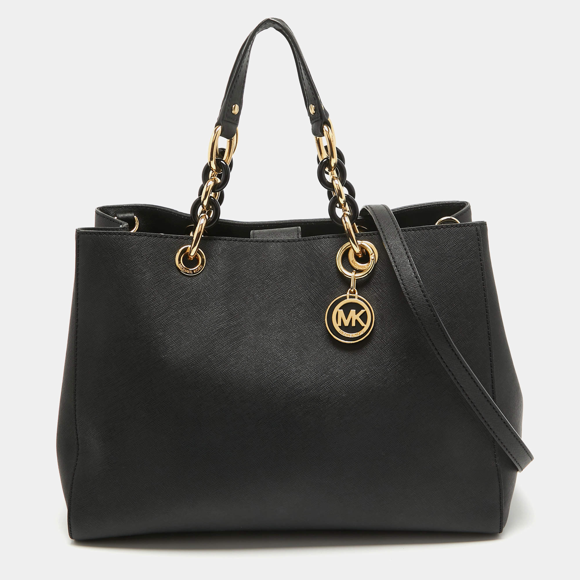 Pre Owned MICHAEL Michael Kors Black Saffiano Leather Large Cynthia Tote