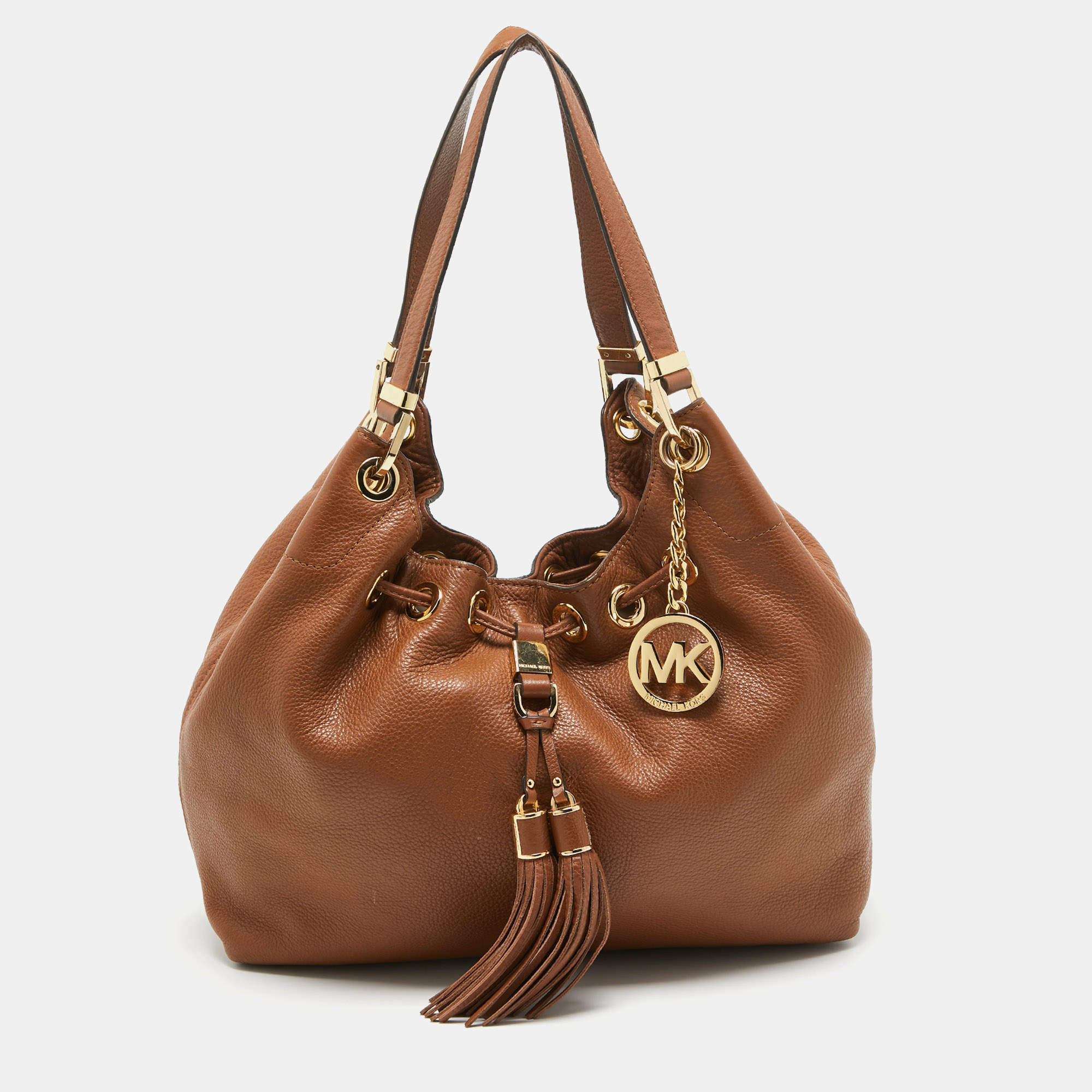 Pre Owned MICHAEL Michael Kors Brown Leather Camden Drawstring Hobo