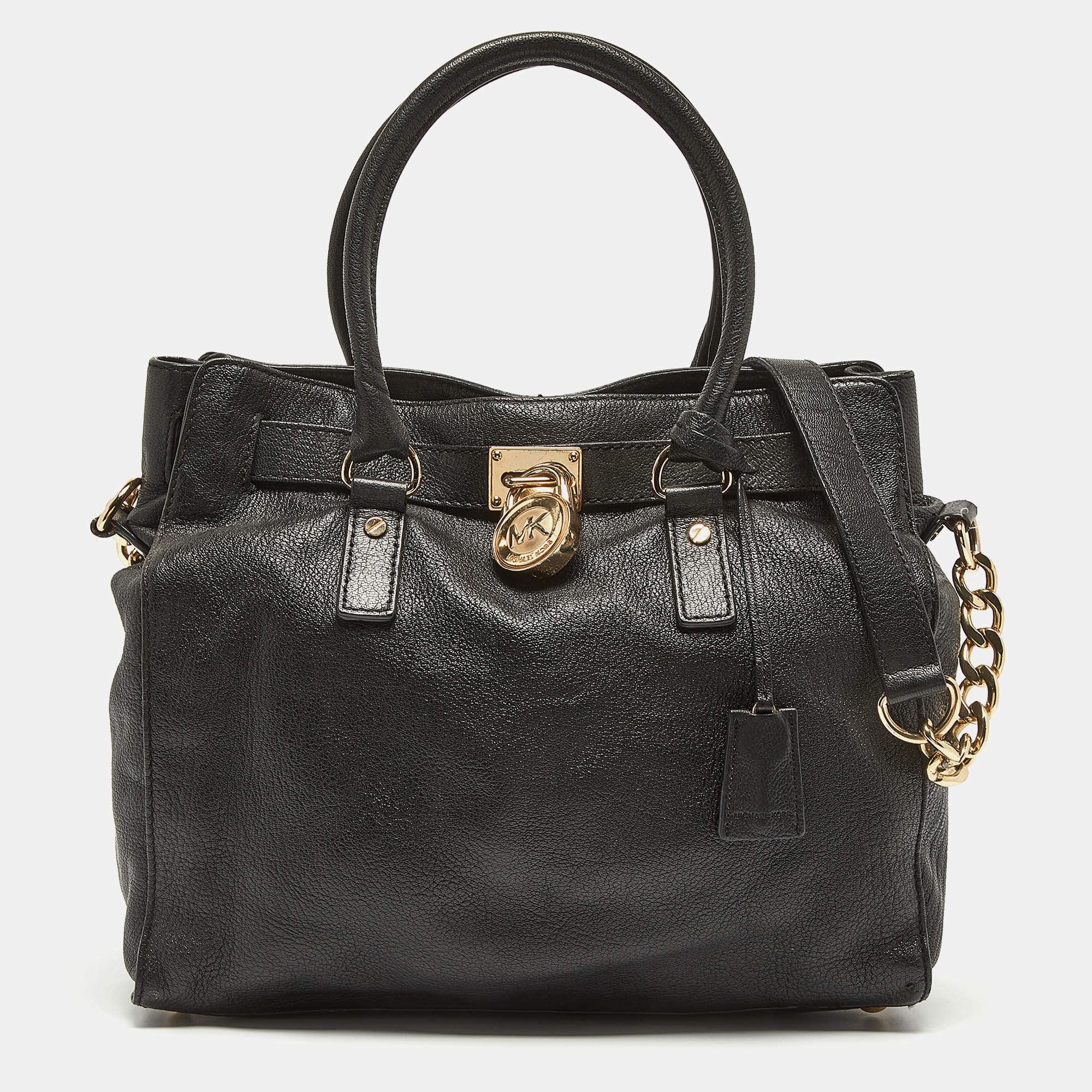 MICHAEL Michael Kors Black Leather Large Hamilton North South Tote