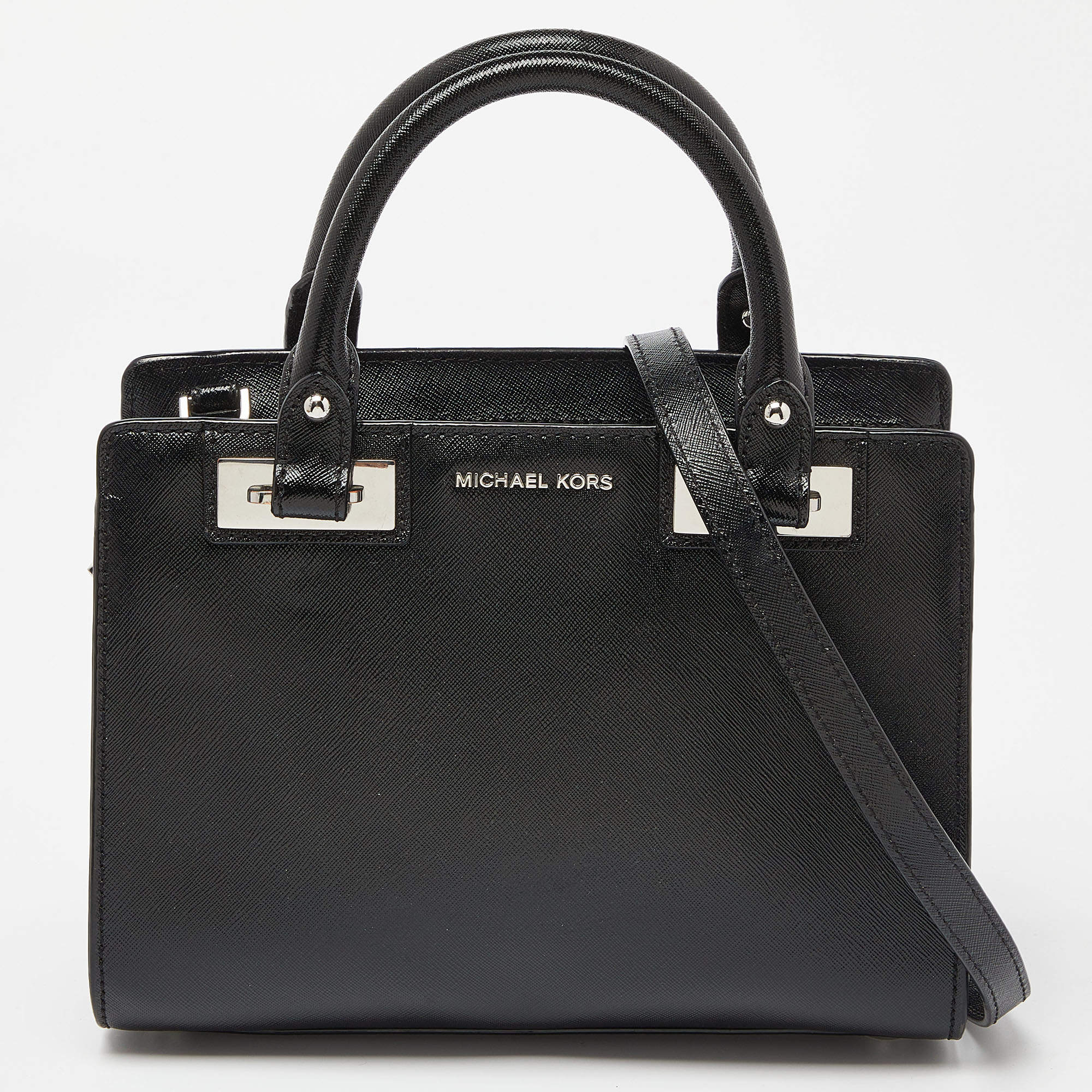 Pre Owned MICHAEL Michael Kors Black Leather Quinn Tote