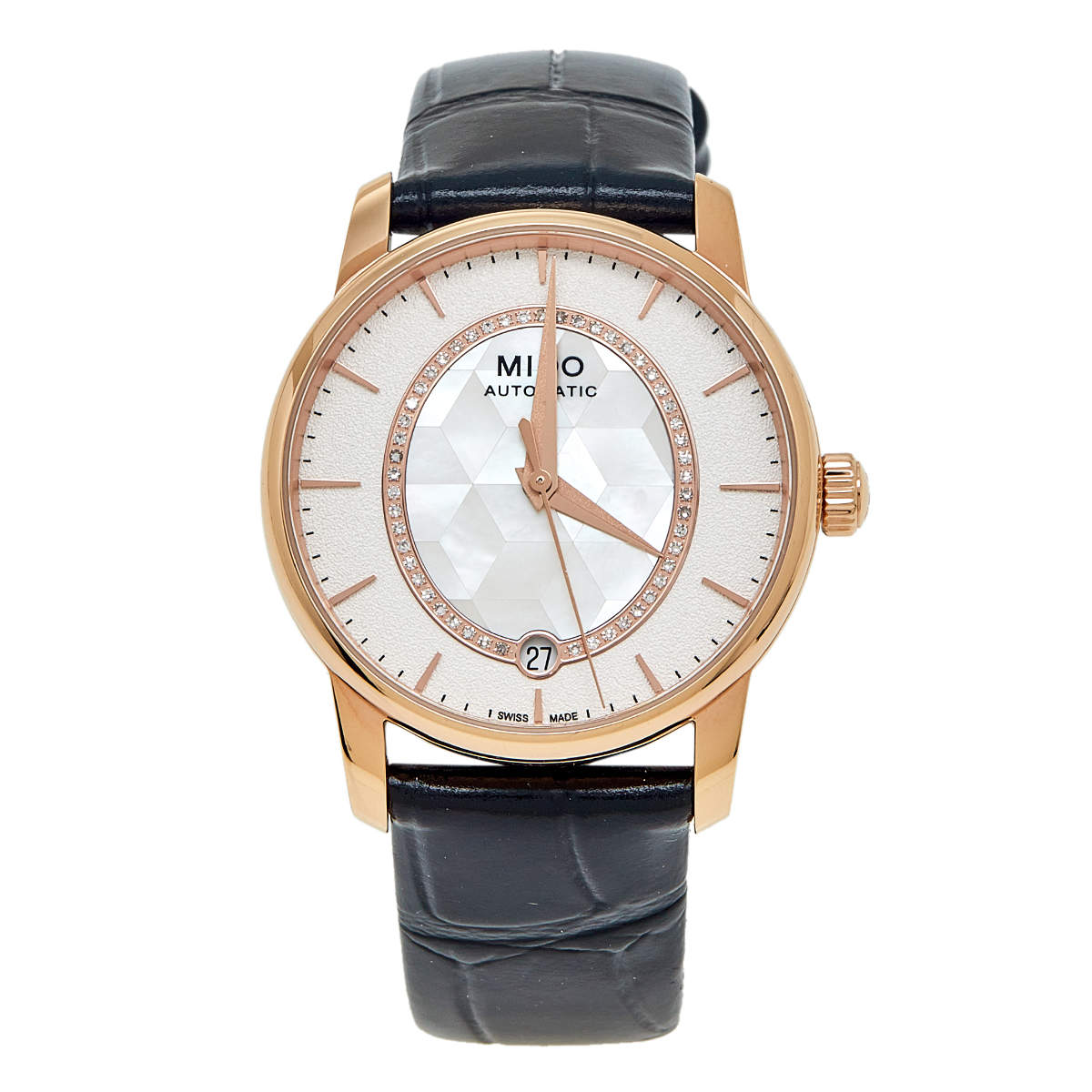 Mido Mother Of Pearl Rose Gold Plated Stainless Steel Leather Baroncelli Prisma M007.207.36.116.00 Women's Wristwatch 33 mm