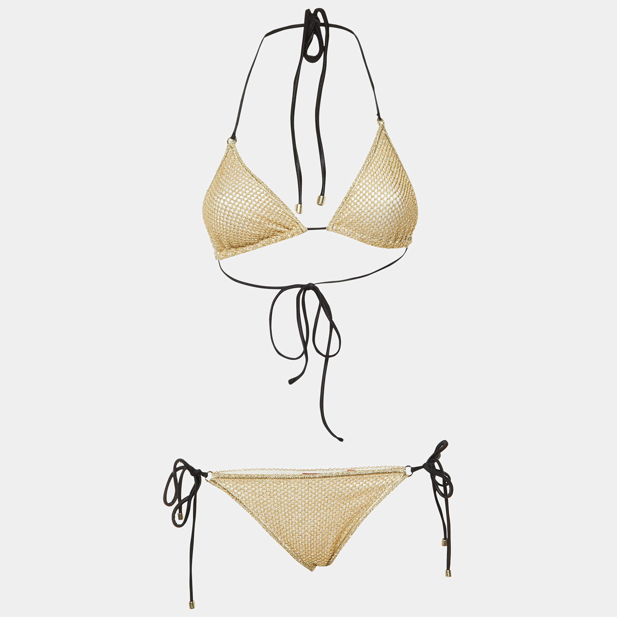 Pre Owned Missoni Mare Gold Lurex Knit Bikini Set S