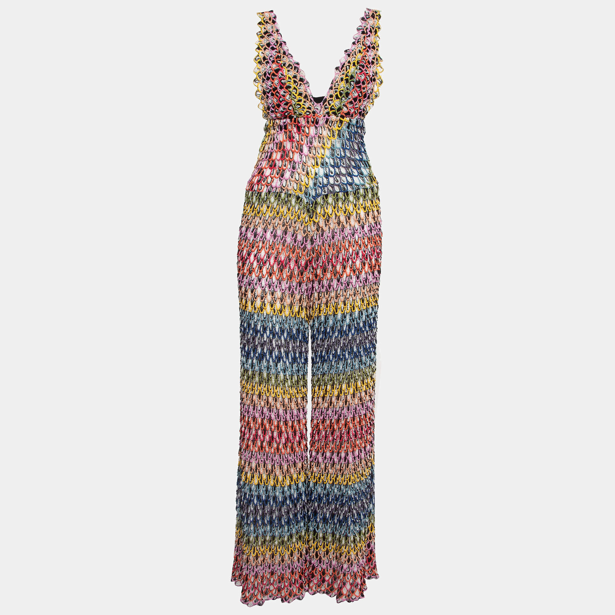 Pre Owned Missoni Mare Multicolor Crochet Knit Cover-Up Jumpsuit M
