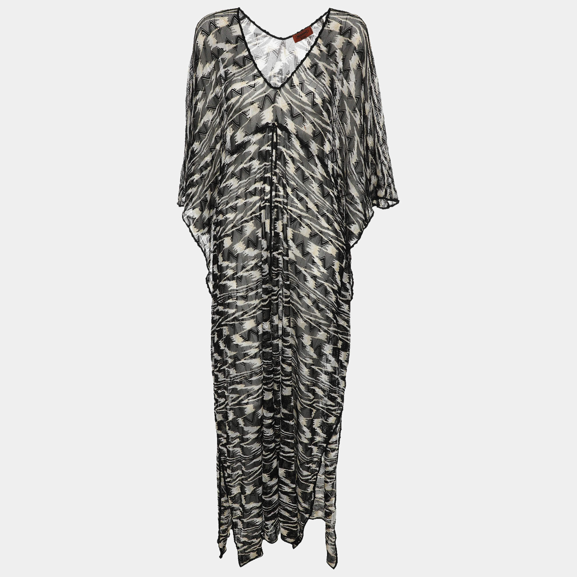 Pre Owned Missoni Mare Black Knit Kaftan Maxi Dress L