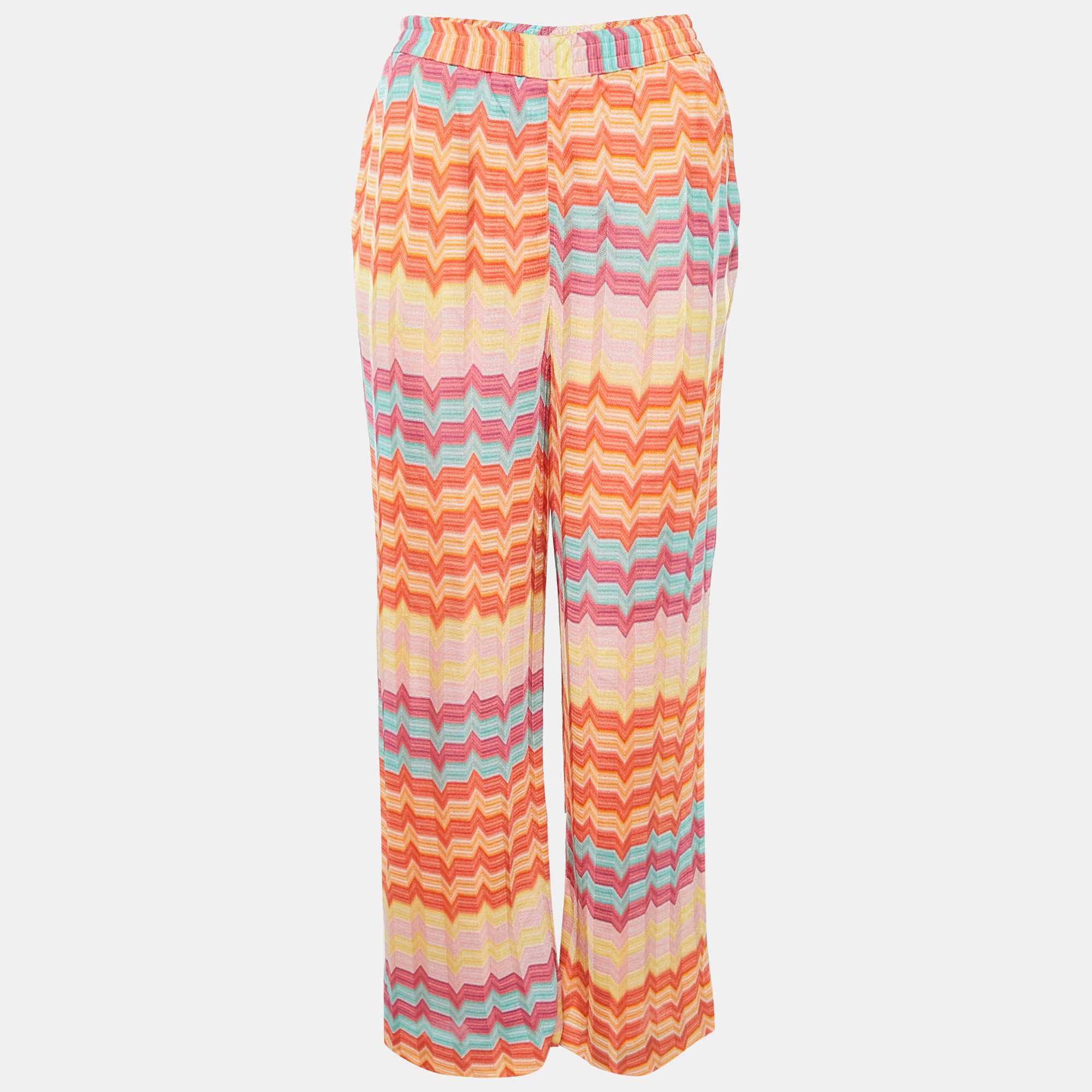 Missoni Mare Multicolor Chevron Knit Wide Leg Trousers M
