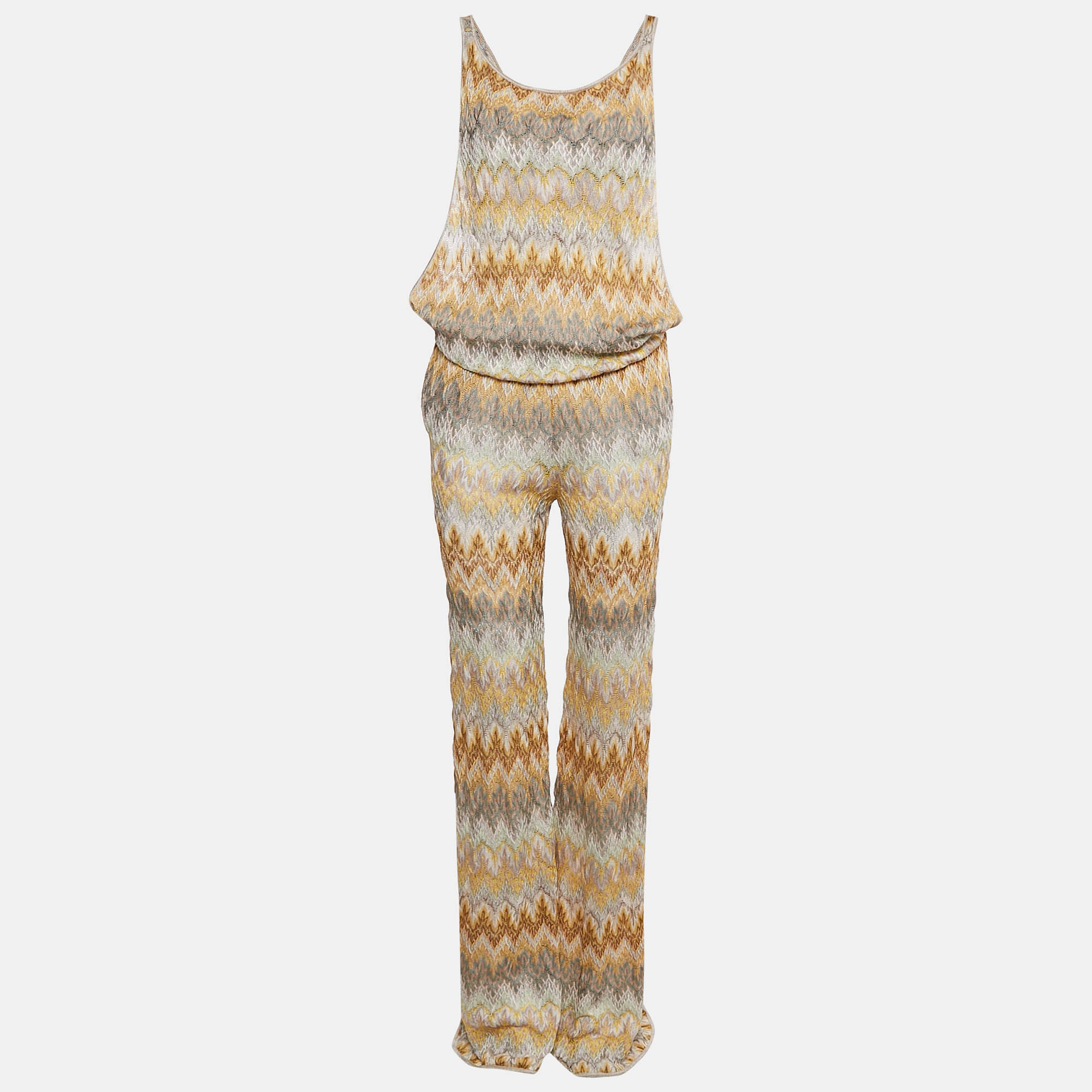 Missoni Mare Yellow/Multicolor Patterned Knit Cover-Up Jumpsuit M