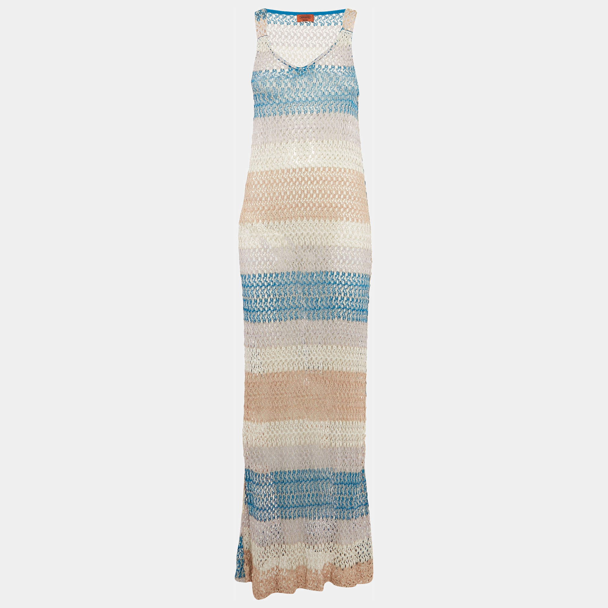 Missoni Mare Multicolor Patterned Knit Sleeveless Maxi Dress L