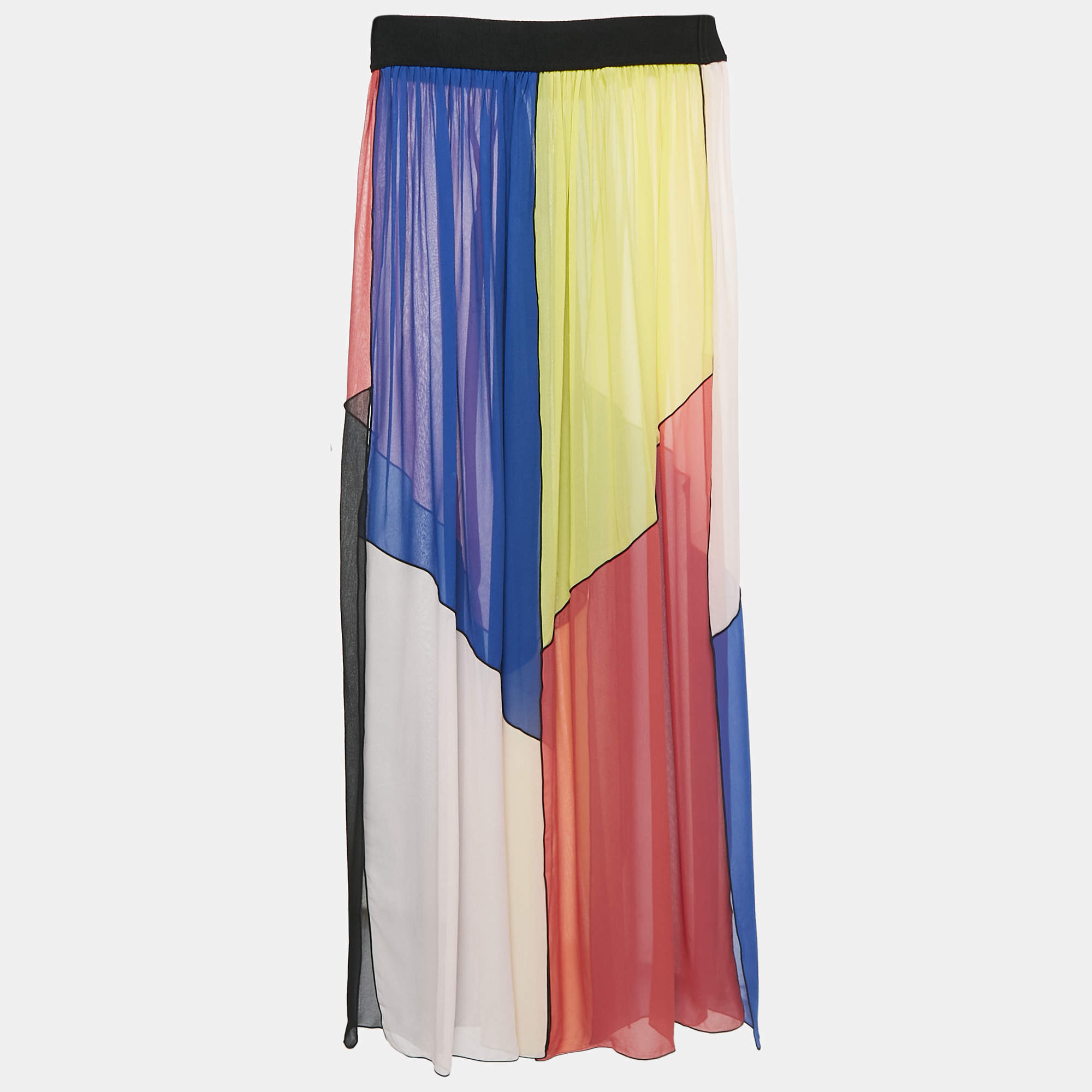 Missoni Mare Multicolor Panel Detail Chiffon Asymmetric Cover-Up Skirt S