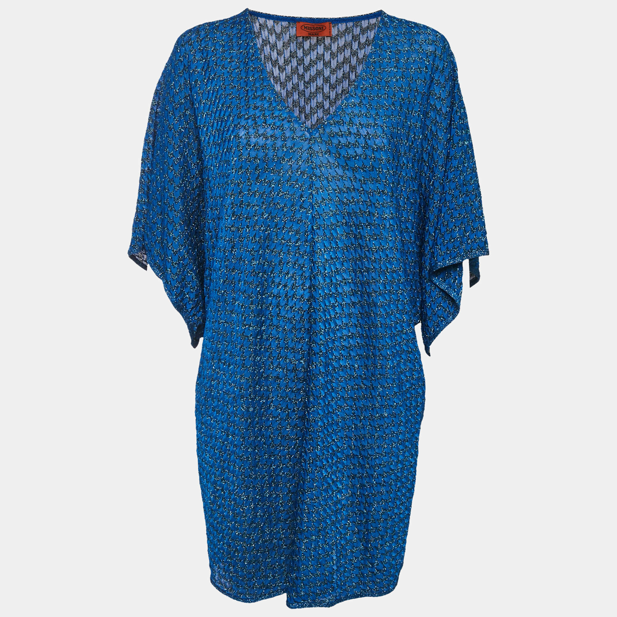 Pre Owned Missoni Mare Blue Lurex Knit Oversized Top M