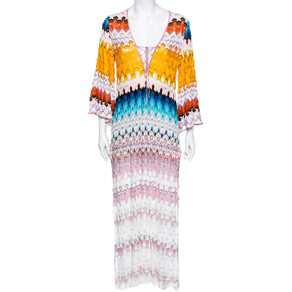 Pre Owned Missoni Mare Multicolored Patterned Lurex Knit Maxi Dress S