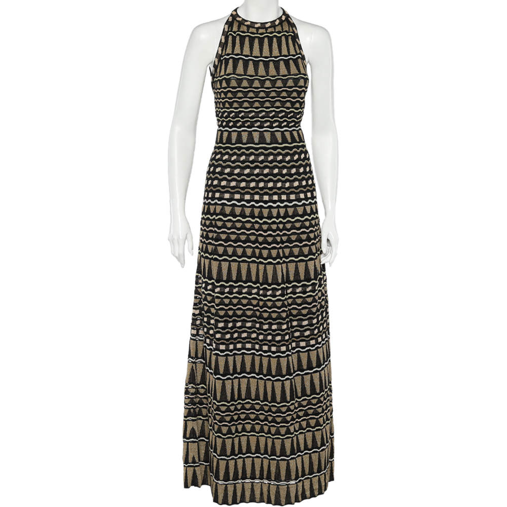 M Missoni Multicolor Patterned Lurex Knit Sleeveless Maxi Dress M