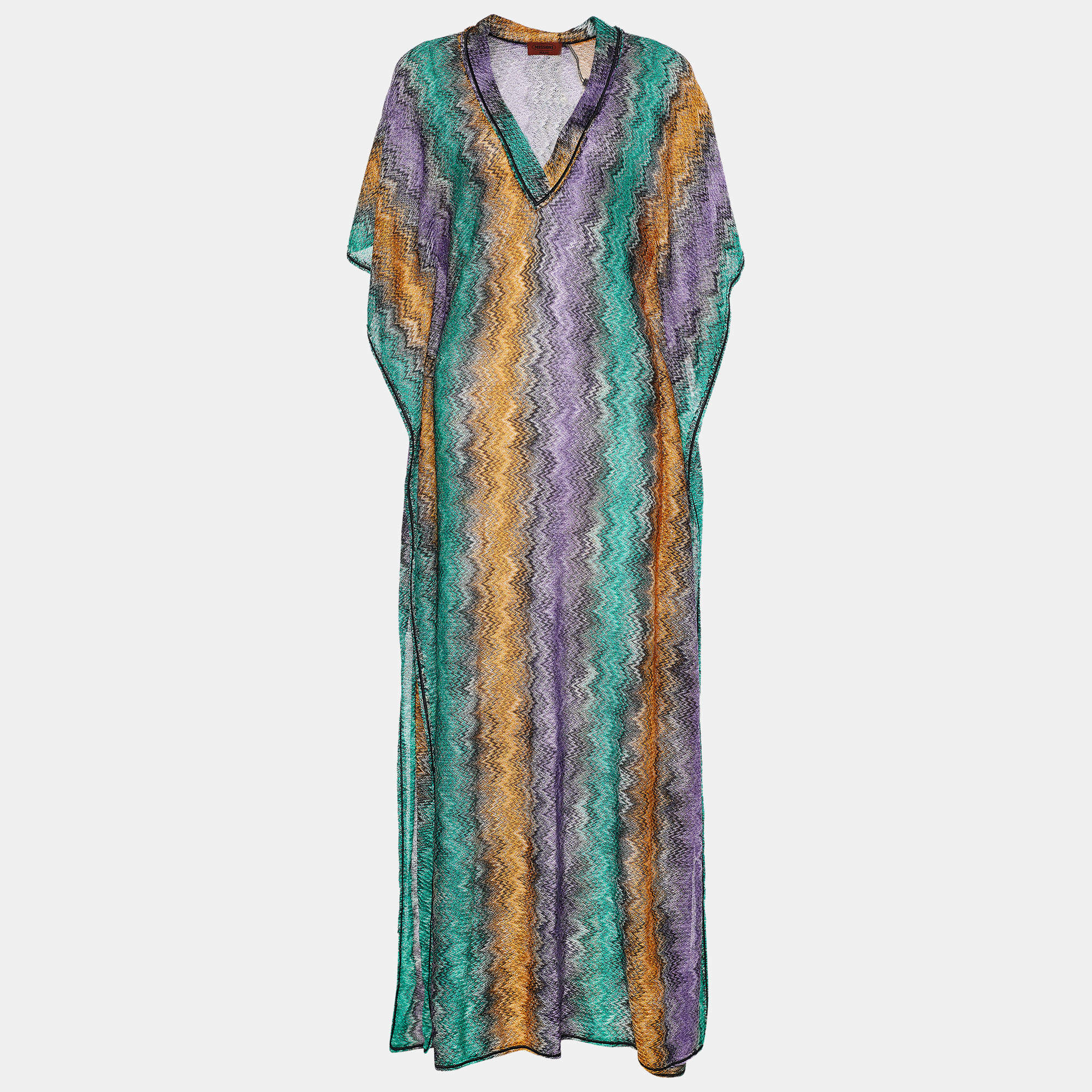 Pre Owned Missoni Mare Multicolor Lurex Knit Maxi Cover Up Dress L