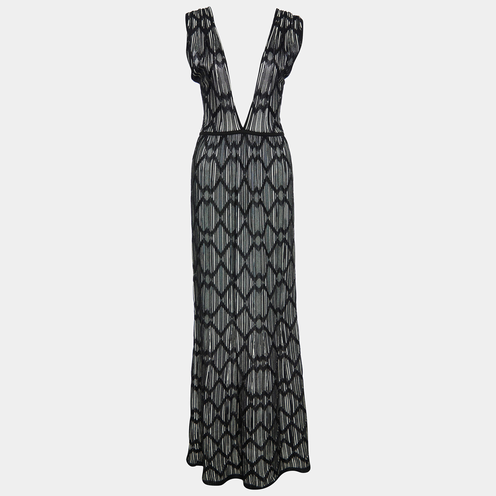 Missoni Mare Black/White Patterned Knit Maxi Dress M