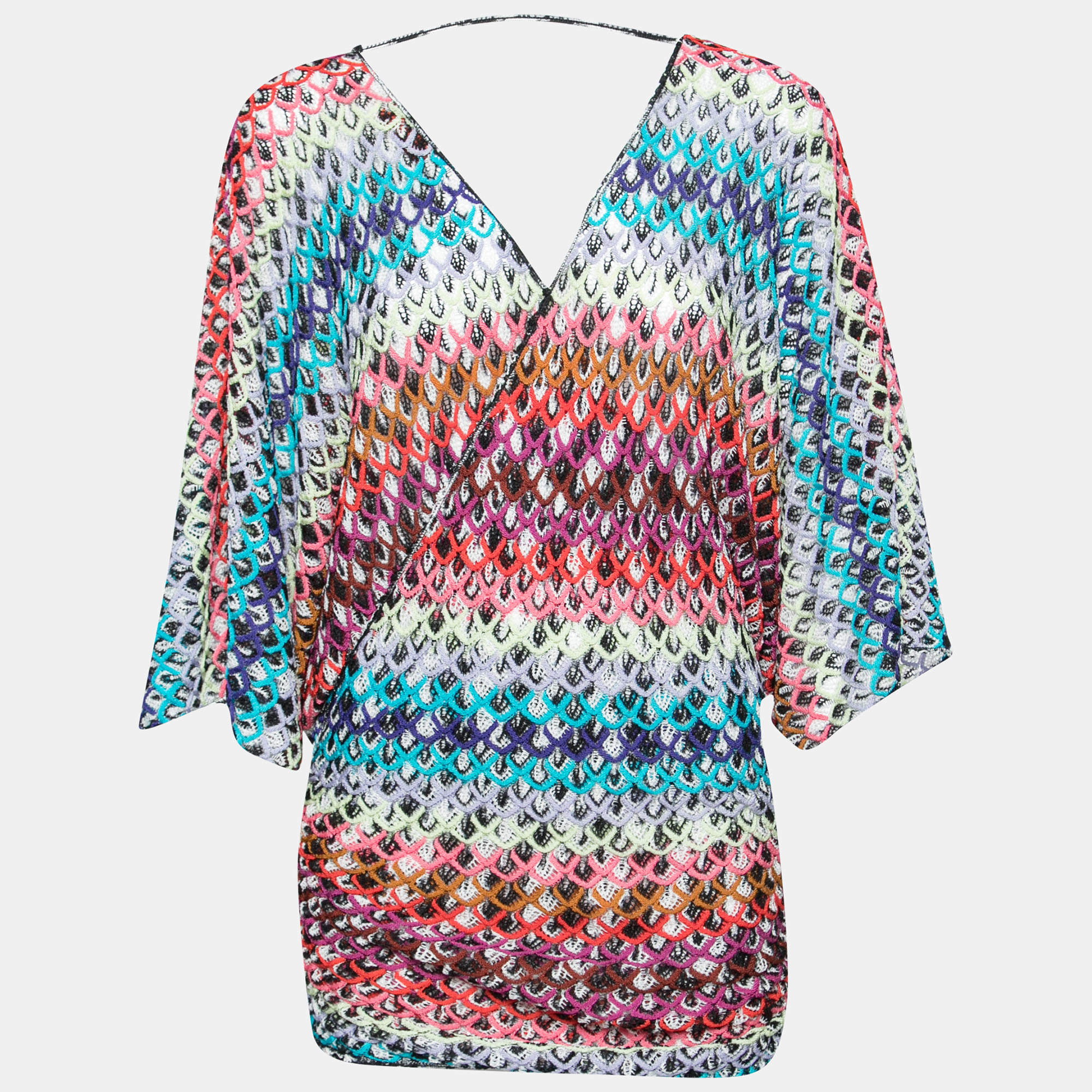 Pre Owned Missoni Mare Multicolor Textured Knit Beach Dress M