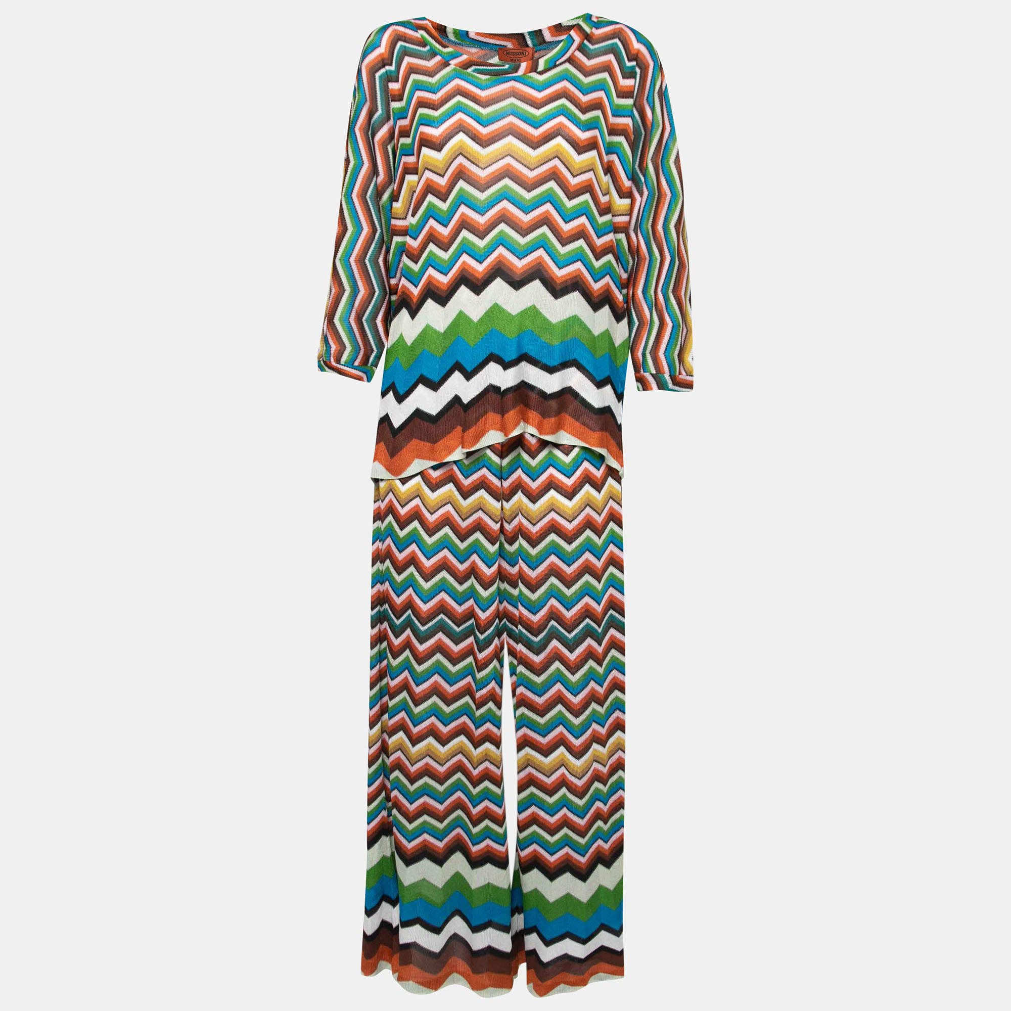 Pre Owned Missoni Mare Multicolor Textured Knit Top and Pants Set M
