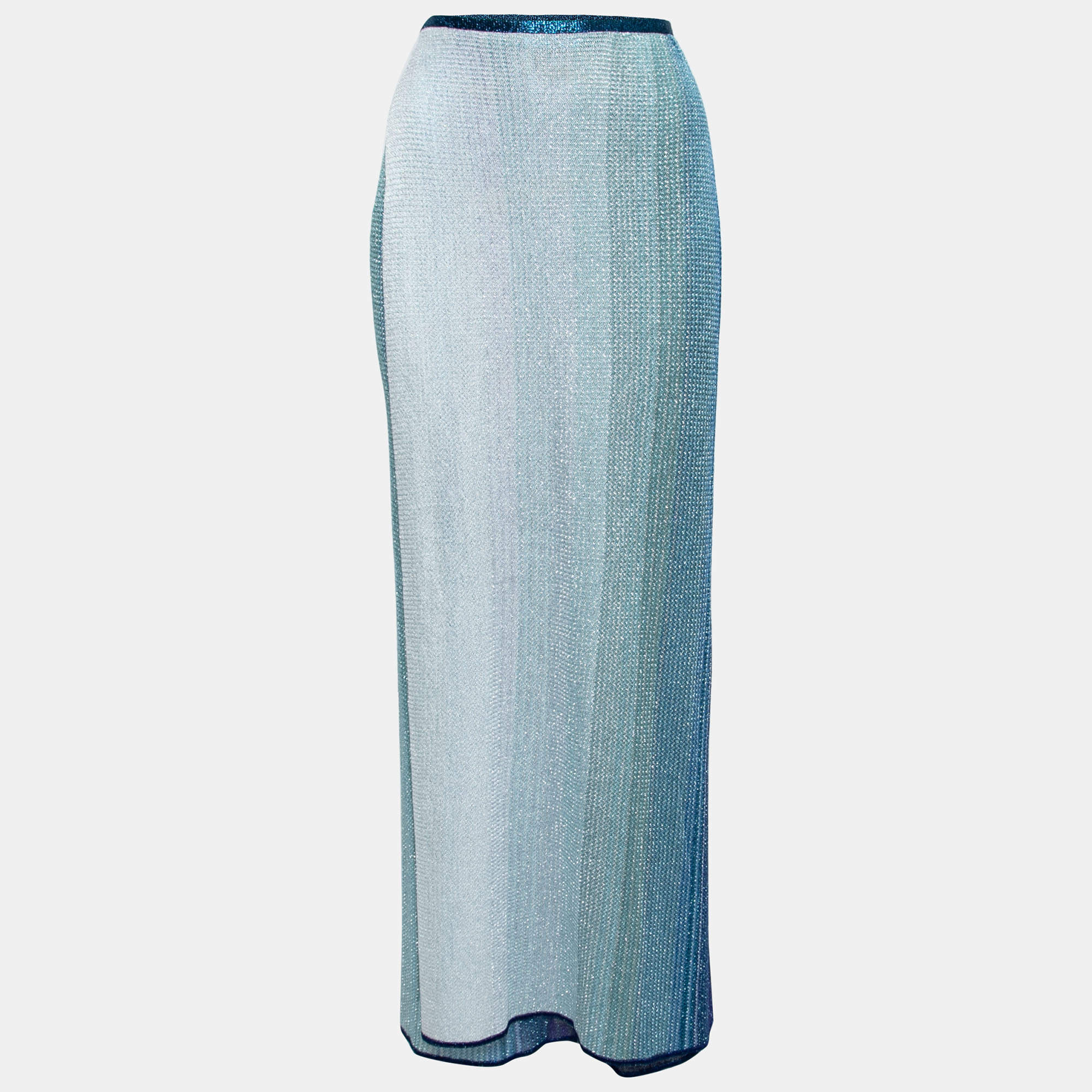 Missoni Mare Blue Striped Pattern Lurex Knit Wrap Skirt One Size
