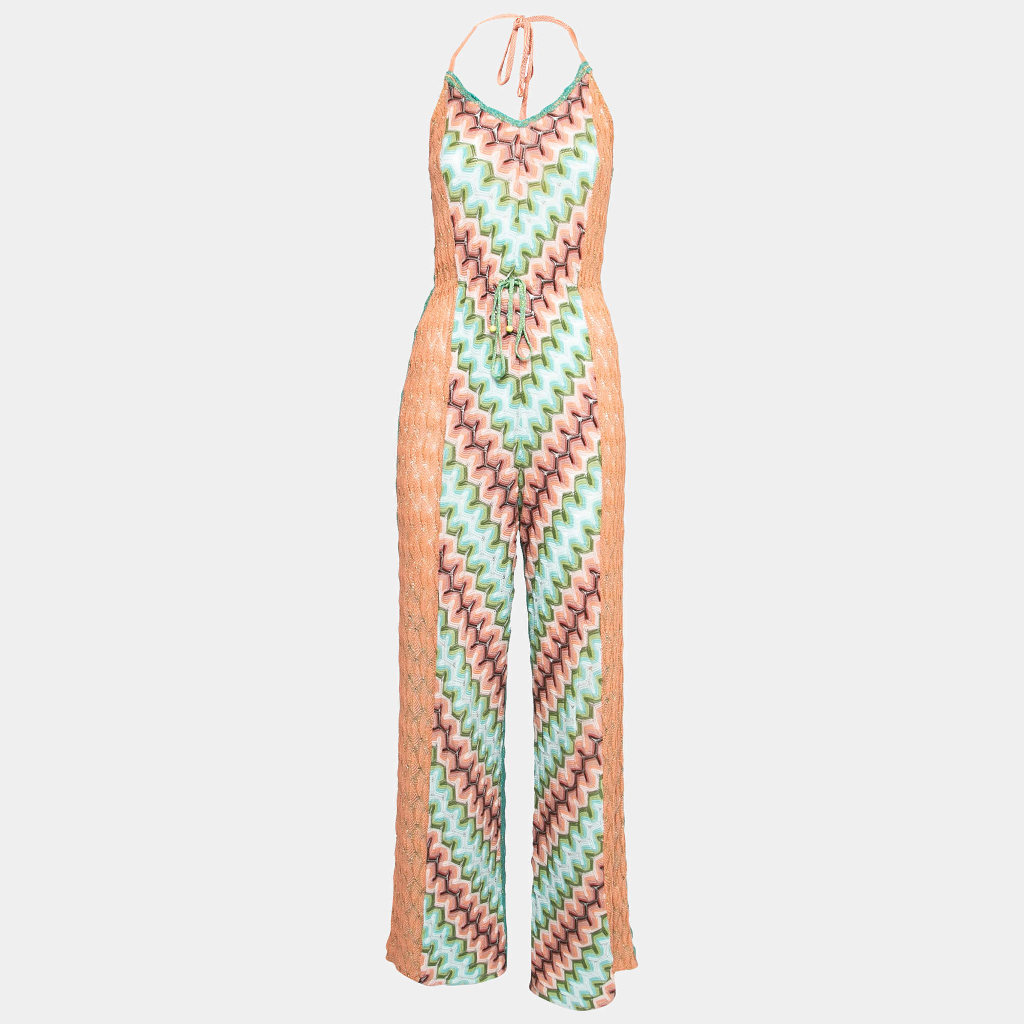 Missoni Mare Multicolor Chevron Patterned Lurex Knit Jumpsuit S