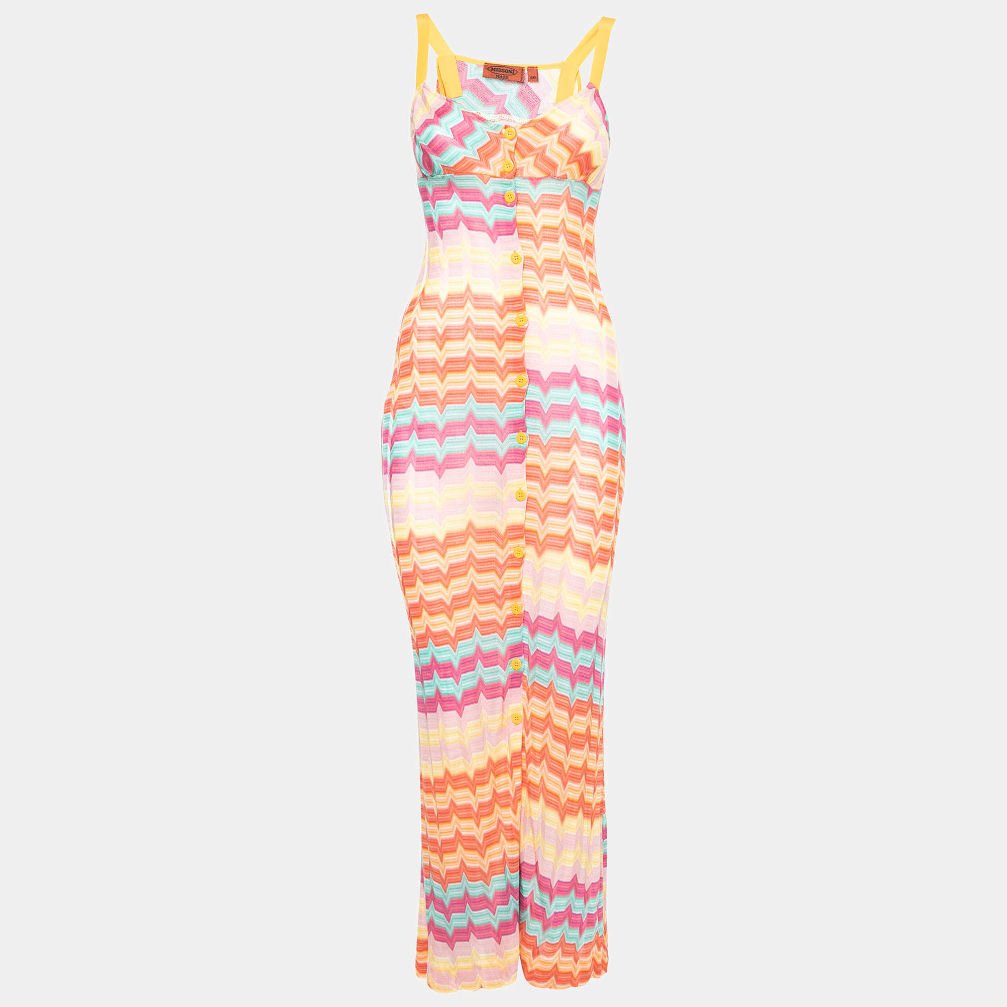 Missoni Mare Multicolor Patterned Knit Button Front Dress S