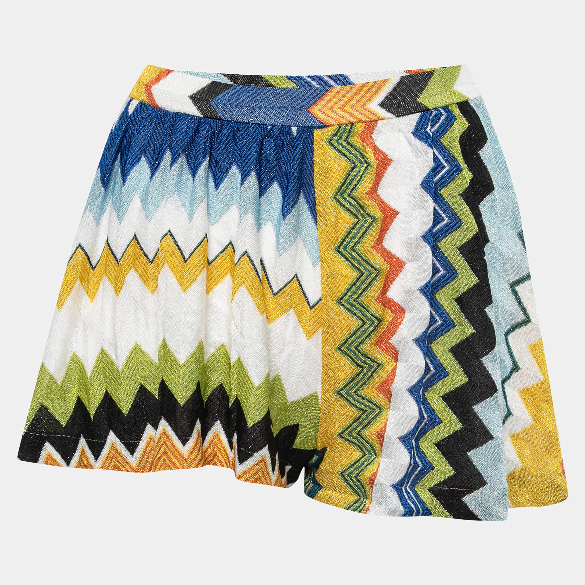 Pre Owned Missoni Mare Multicolor Chevron Patterned Lurex-Knit Cover Up Shorts M